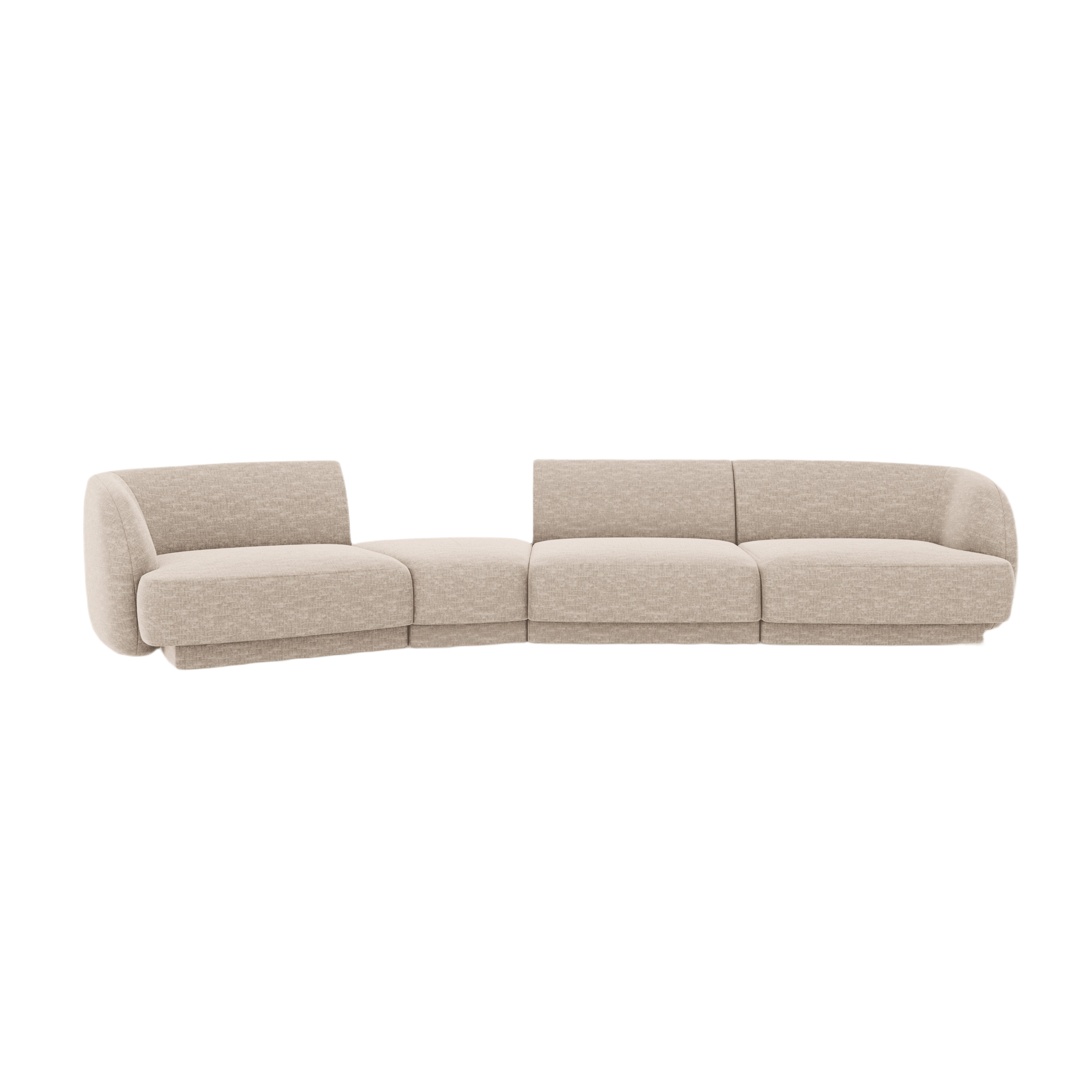 Modulares Sofa linksseitig für 6 Personen MILEY beige schimmernder Chenille
