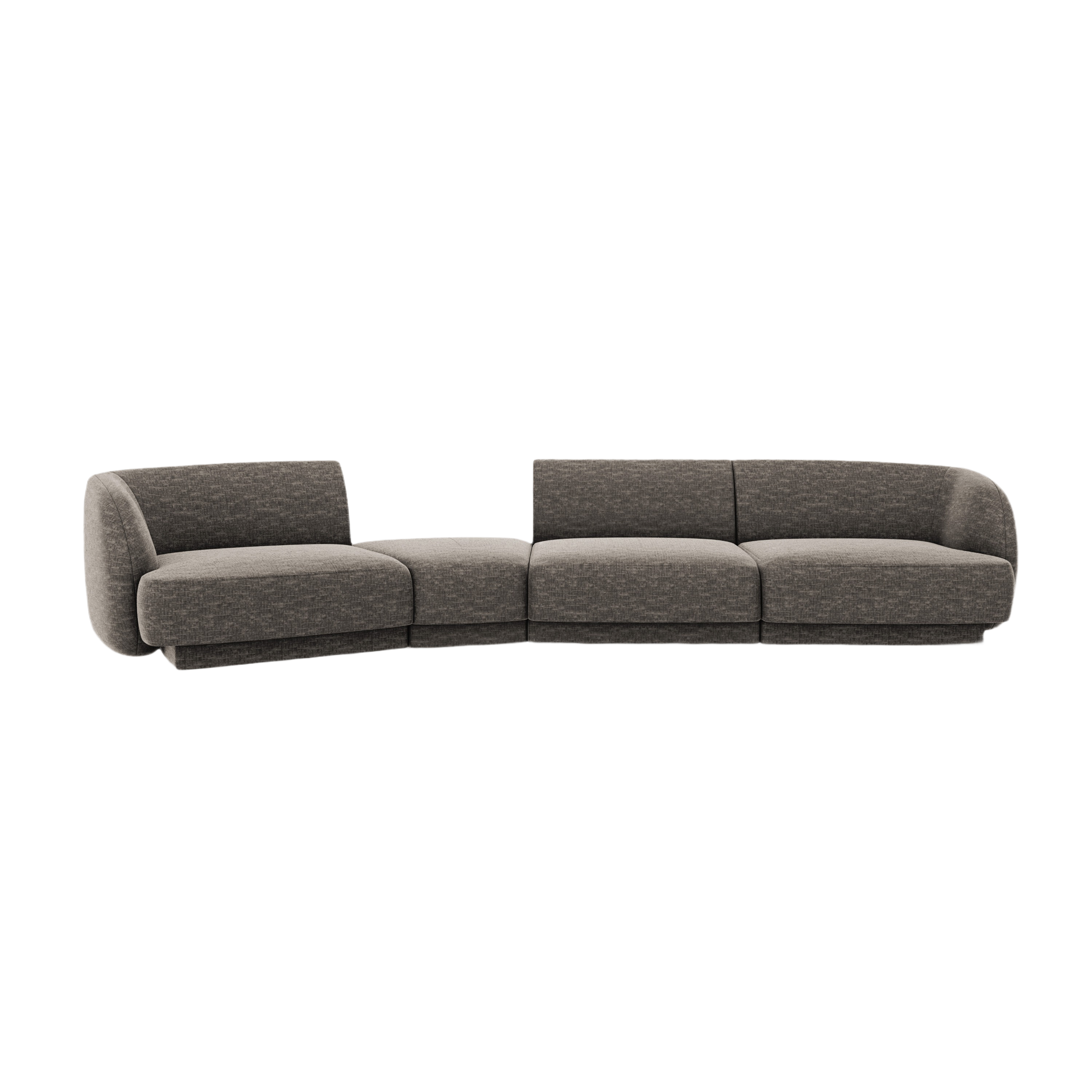 Left-facing modular sofa for 6 people MILEY gray silky chenille