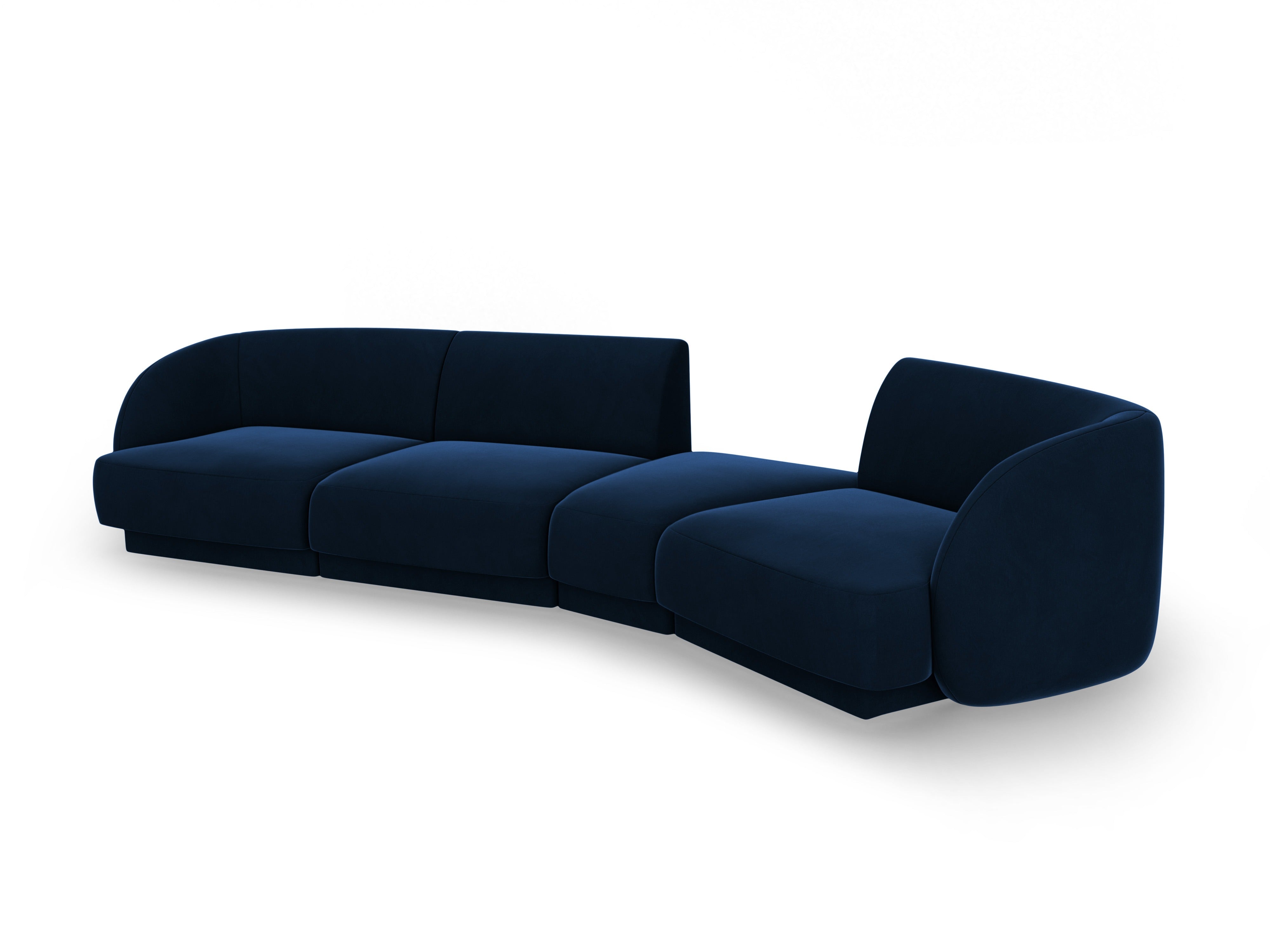 Right-facing modular velvet sofa for 6 people MILEY royal blue