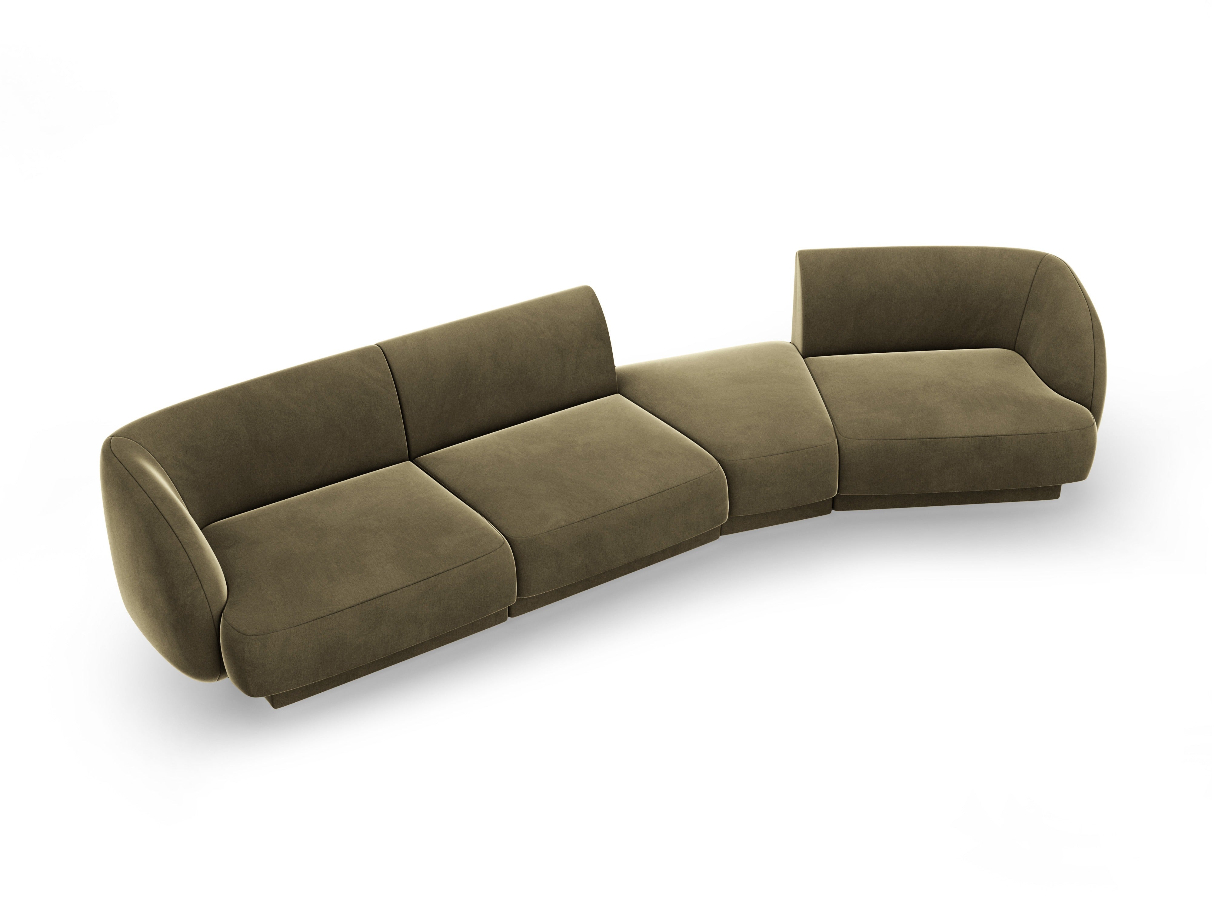 Modularsofa rechtsseitig für 6 Personen aus Samt MILEY grün