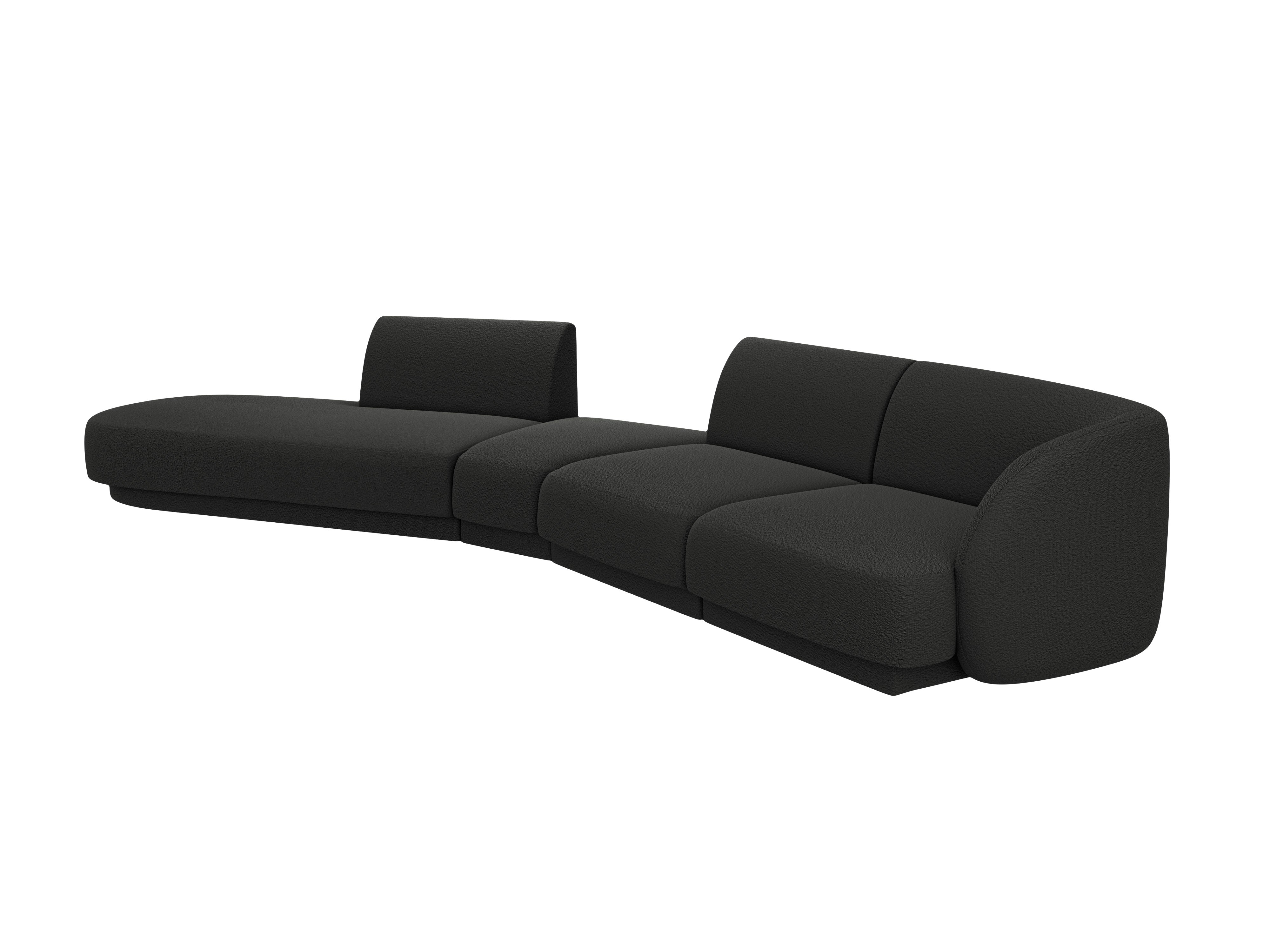 Modulares Ecksofa linksseitig für 7 Personen MILEY schwarz Boucle