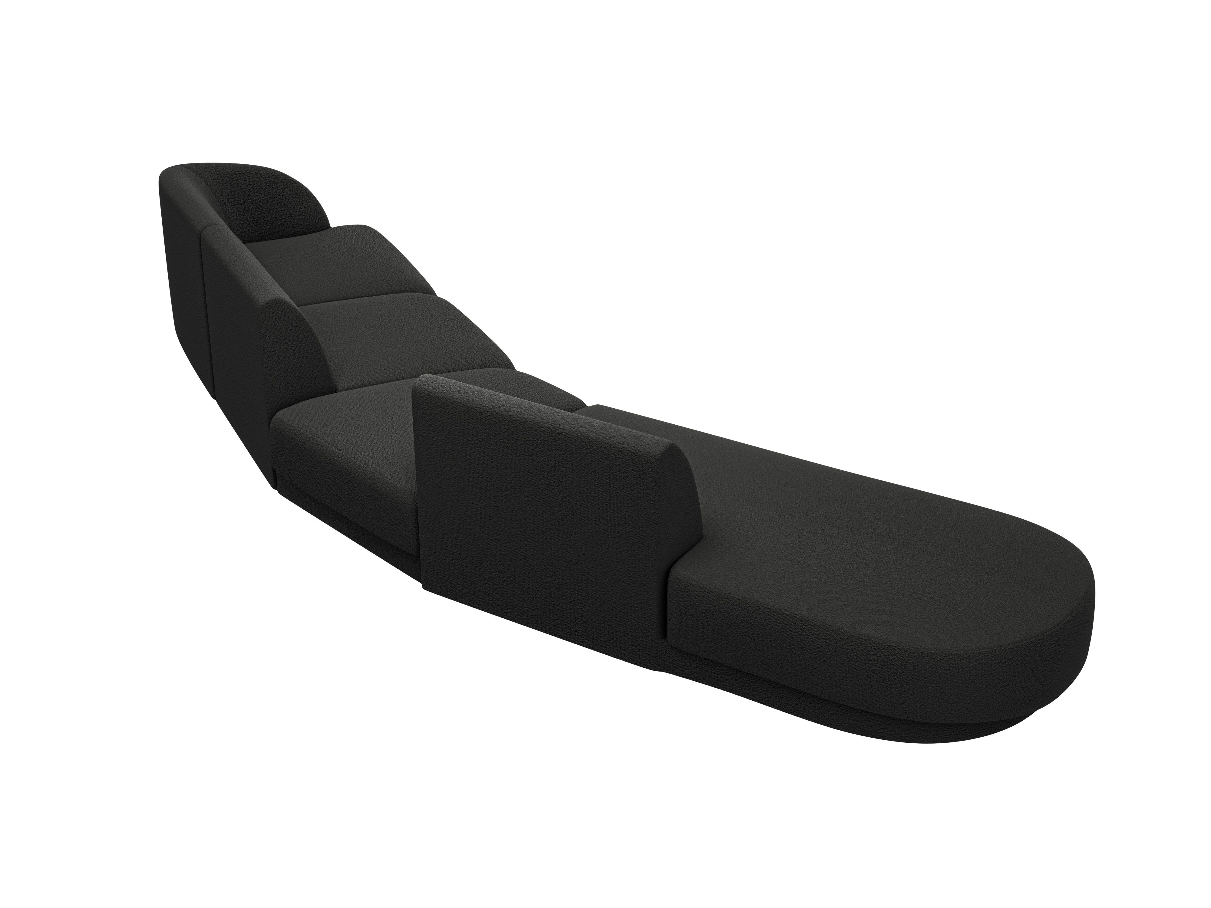 Modulares Ecksofa linksseitig für 7 Personen MILEY schwarz Boucle