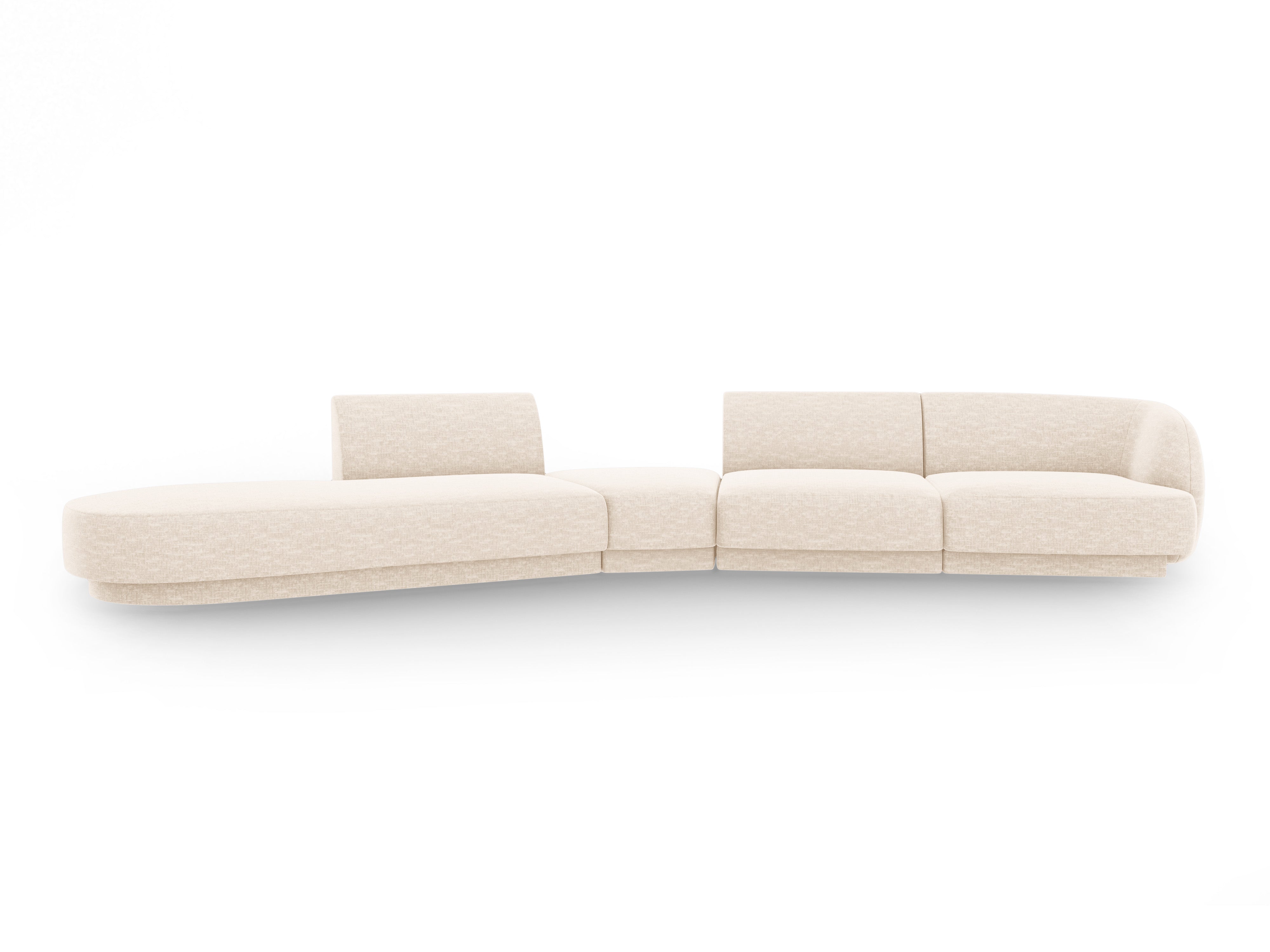 Modulares Ecksofa linksseitig für 7 Personen MILEY hellbeige samtig