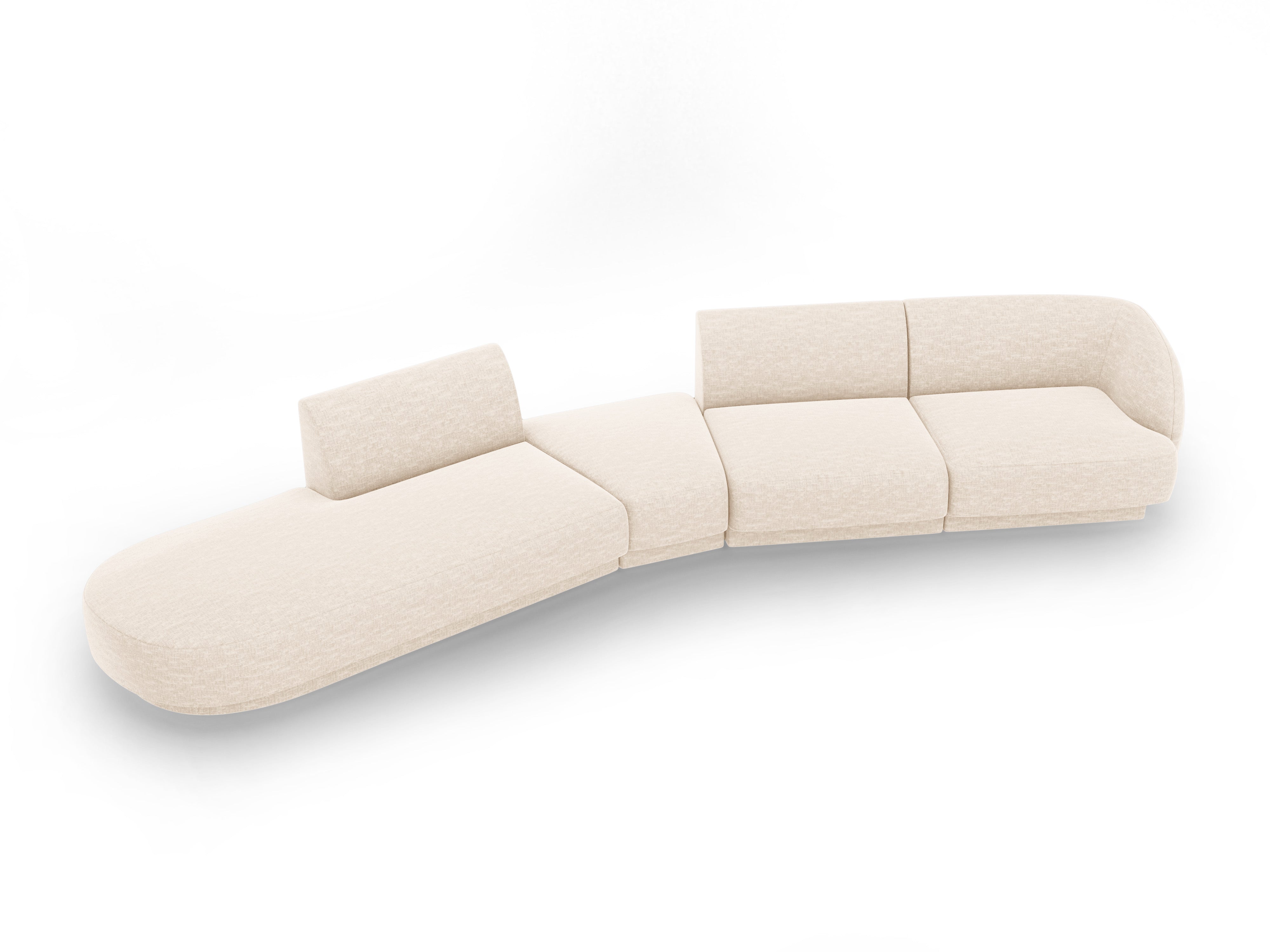 Modulares Ecksofa linksseitig für 7 Personen MILEY hellbeige samtig