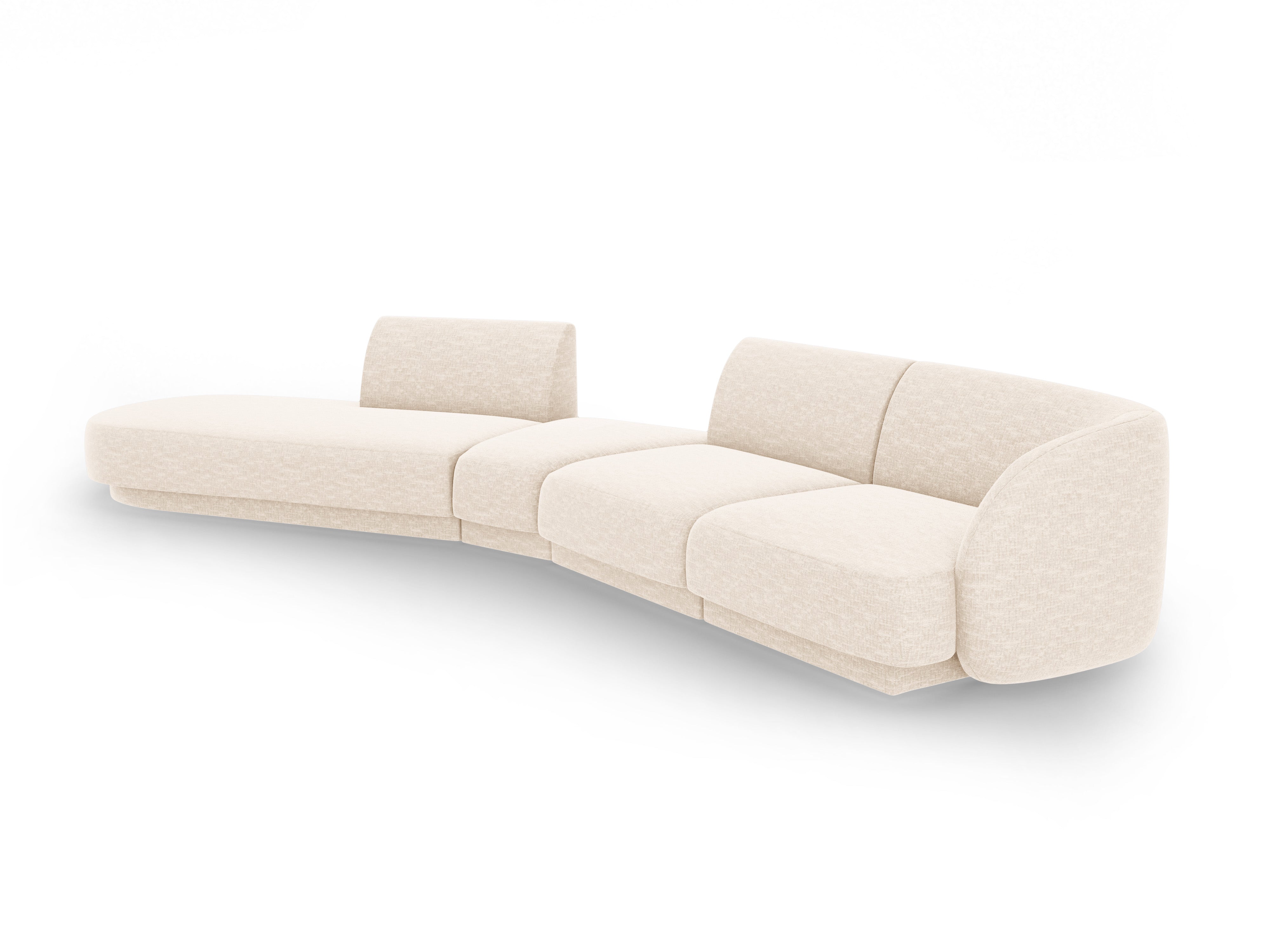 Modulares Ecksofa linksseitig für 7 Personen MILEY hellbeige samtig