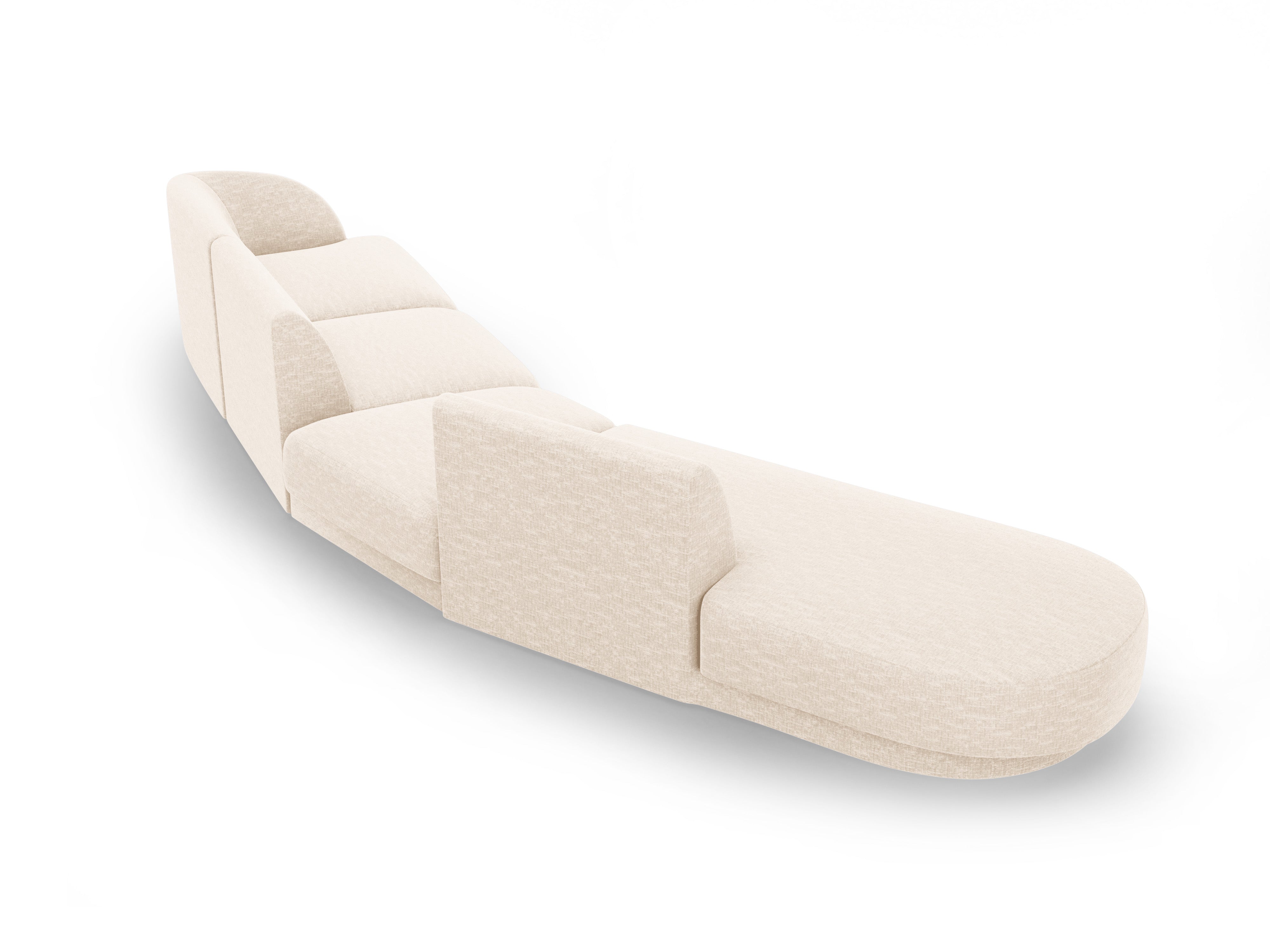 Modulares Ecksofa linksseitig für 7 Personen MILEY hellbeige samtig