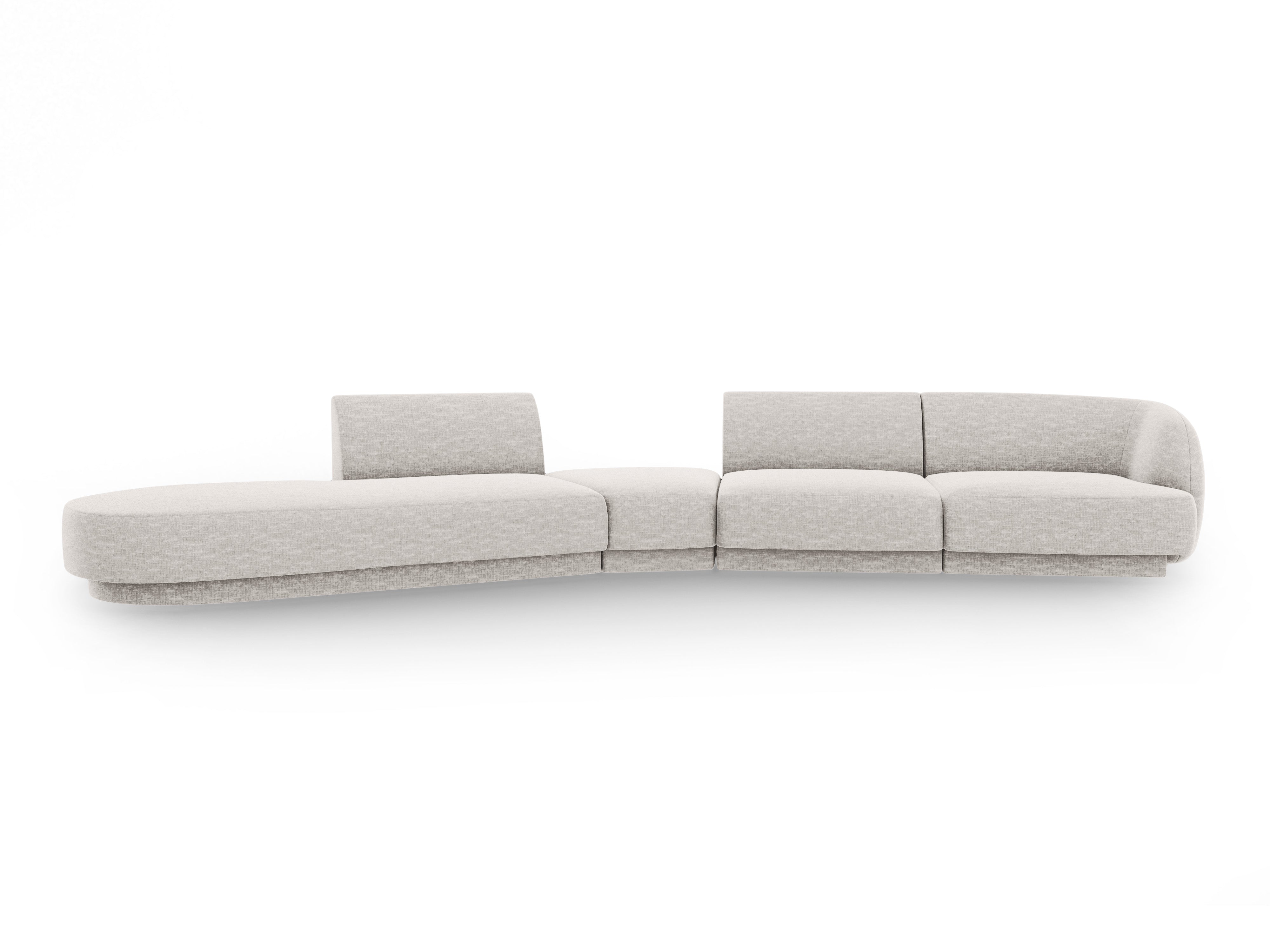 Modulares Ecksofa linksseitig für 7 Personen MILEY hellgrau samtig