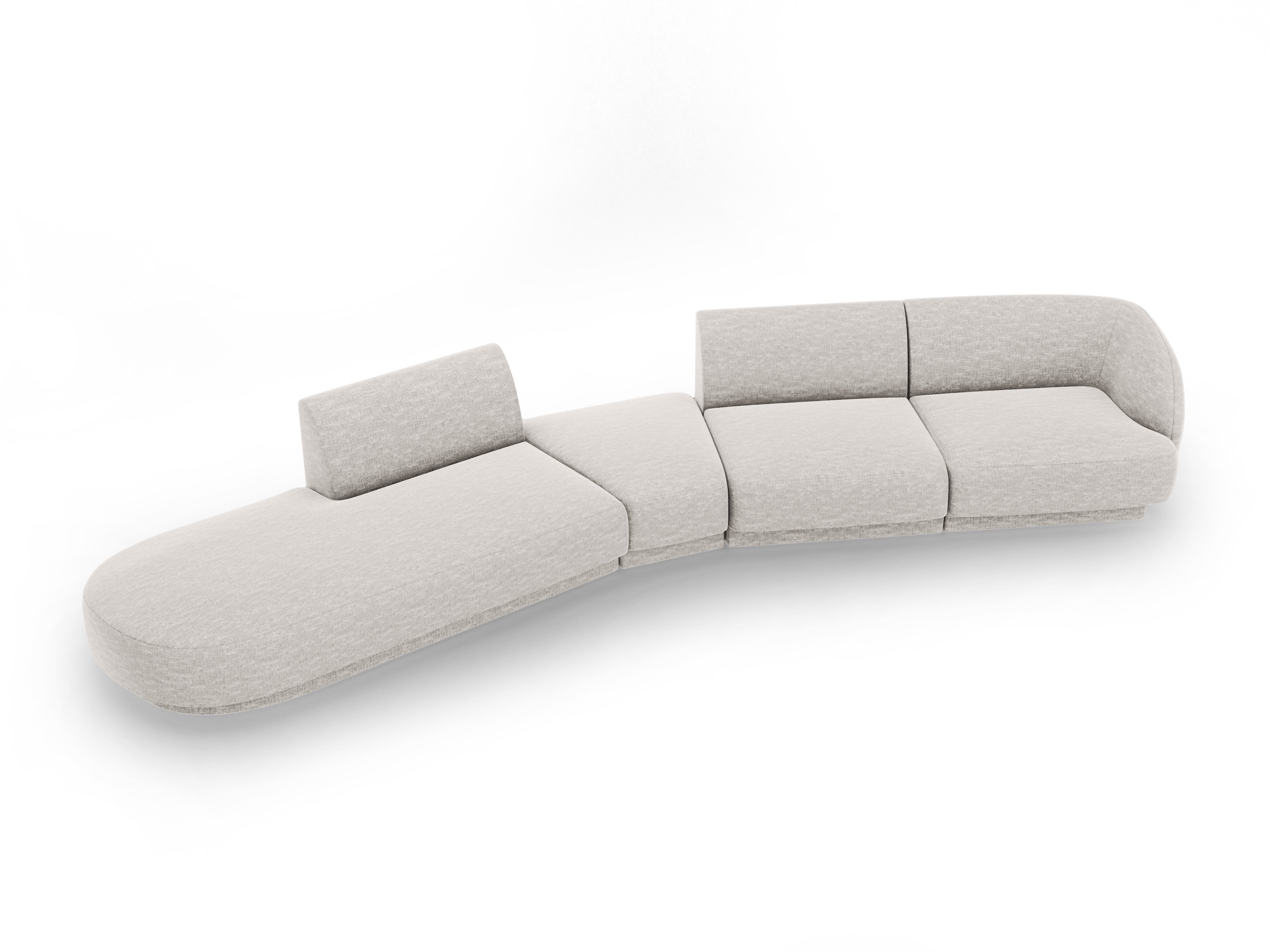 Modulares Ecksofa linksseitig für 7 Personen MILEY hellgrau samtig