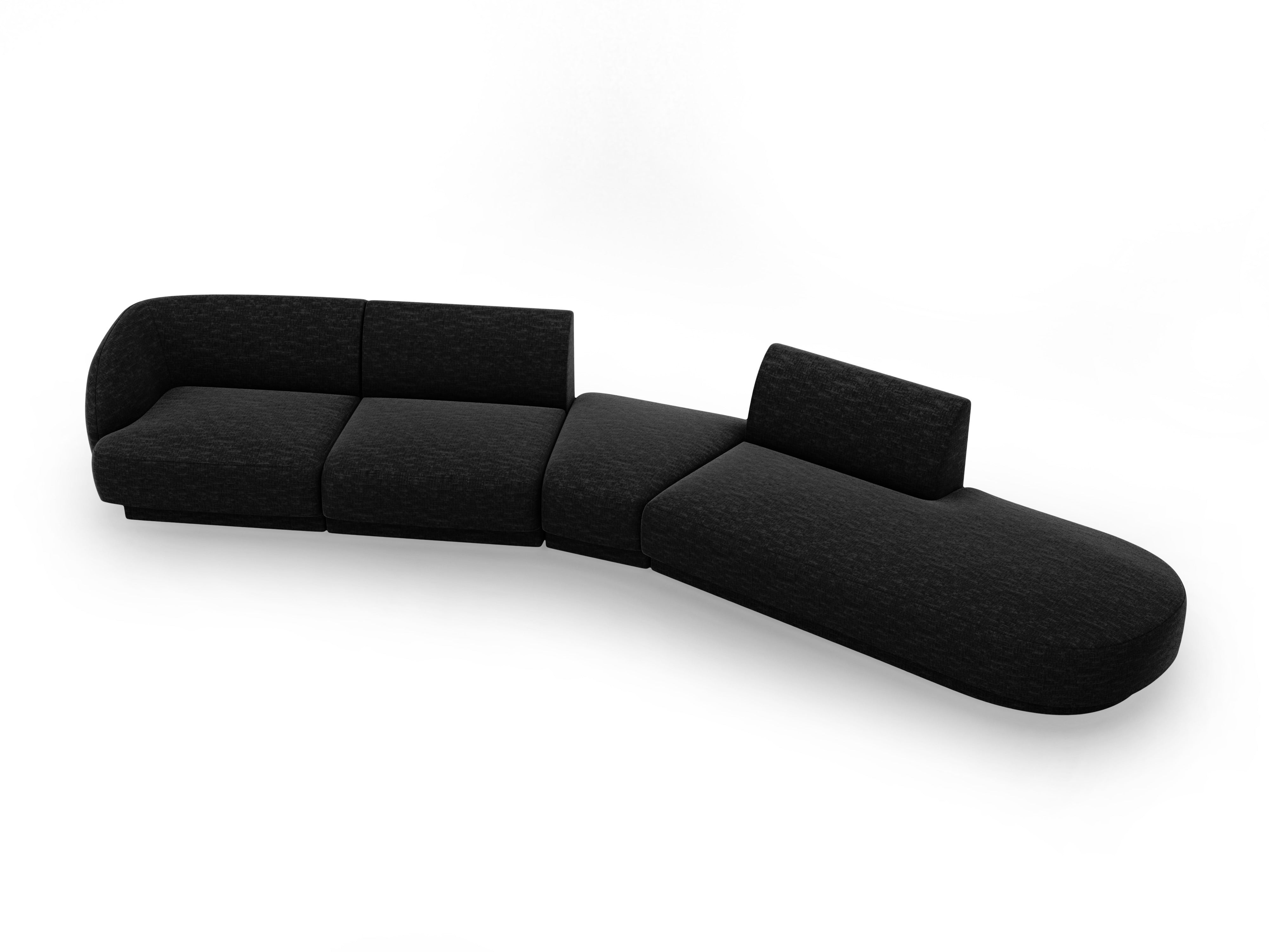 Modulares Ecksofa rechtsseitig für 7 Personen MILEY schwarzer schimmernder Chenille