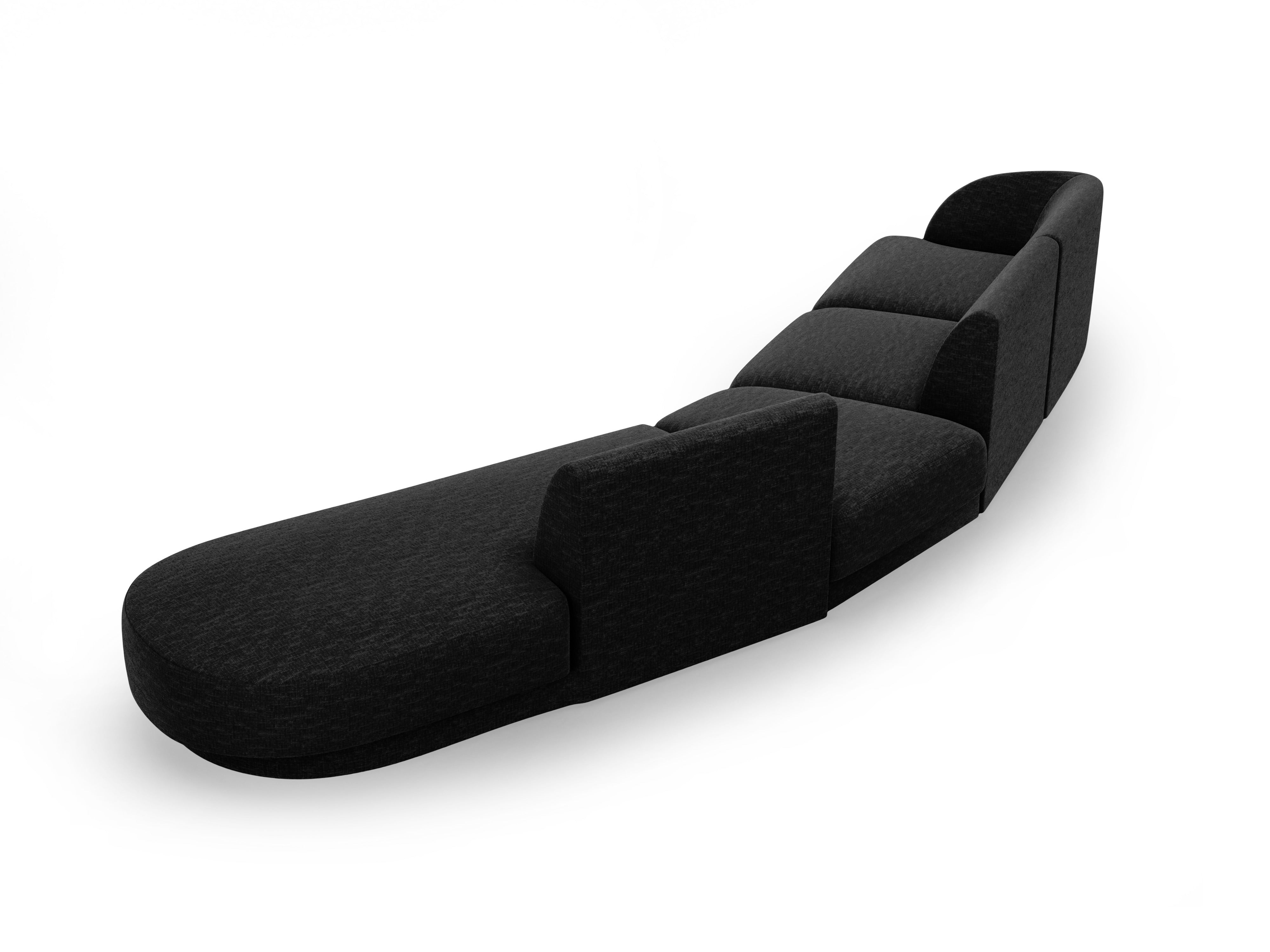 Modulares Ecksofa rechtsseitig für 7 Personen MILEY schwarzer schimmernder Chenille