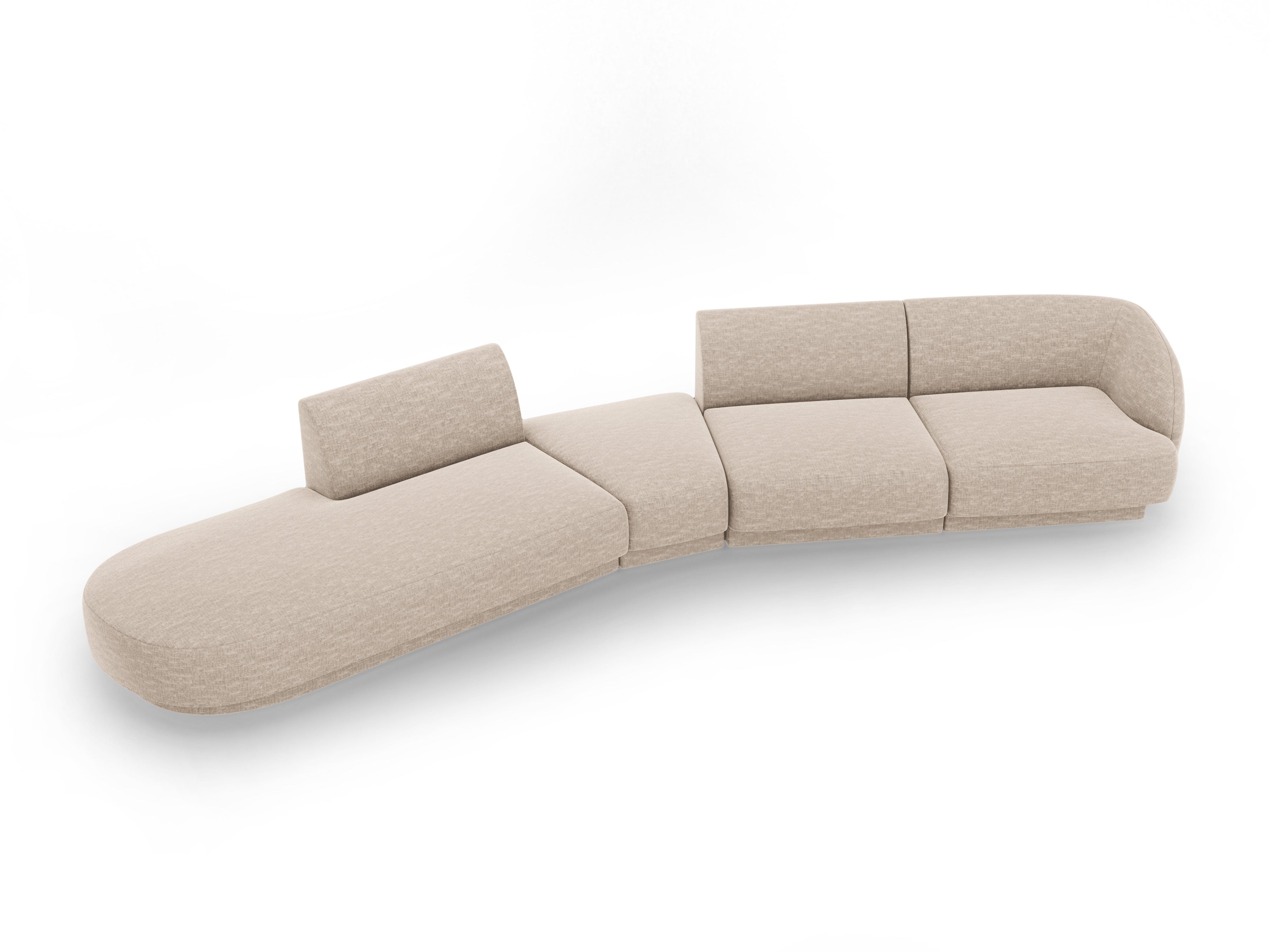 Left-facing modular corner sofa for 7 people MILEY beige chenille