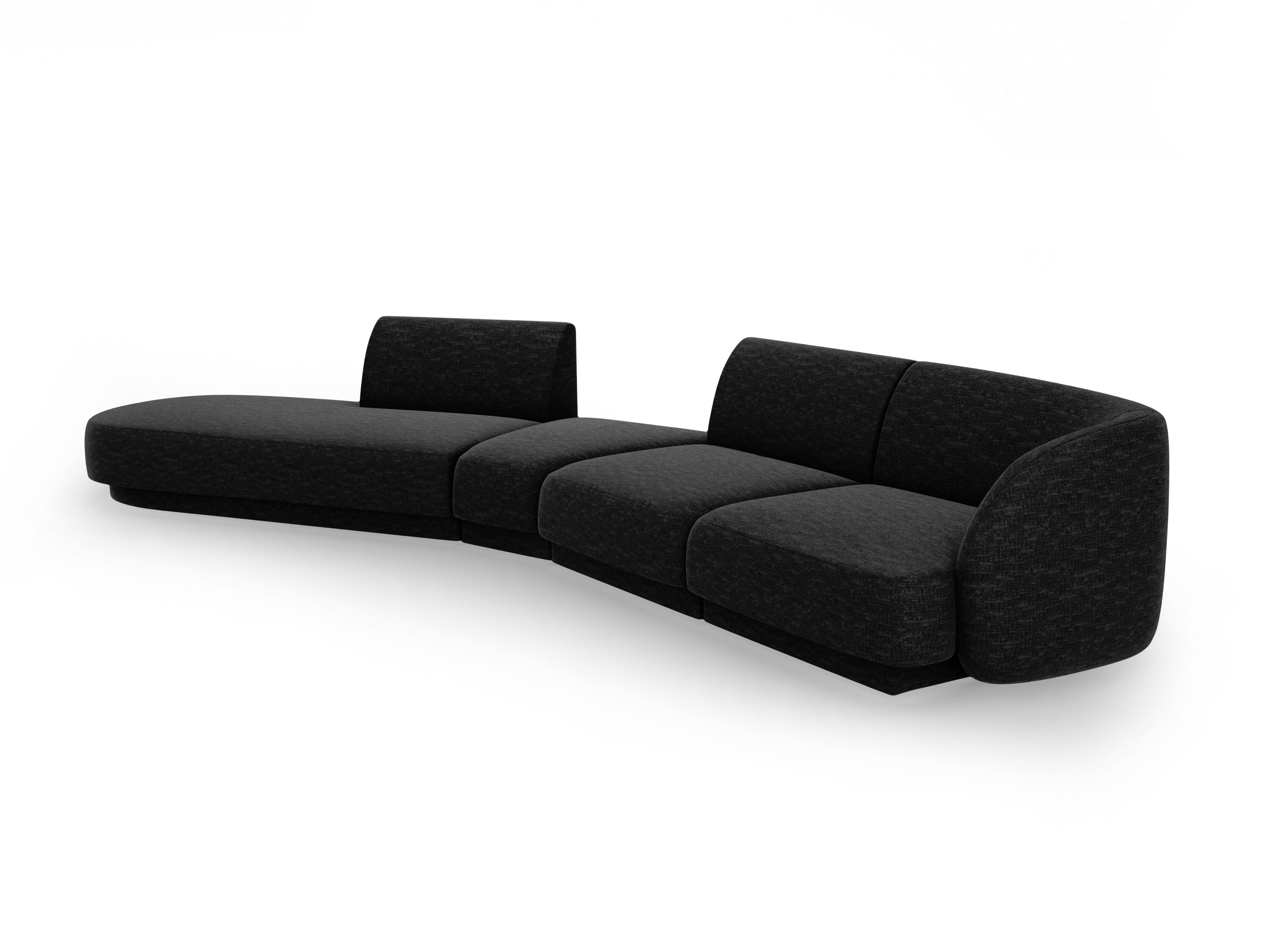 Modulares Ecksofa linksseitig für 7 Personen MILEY schwarzer Chenille