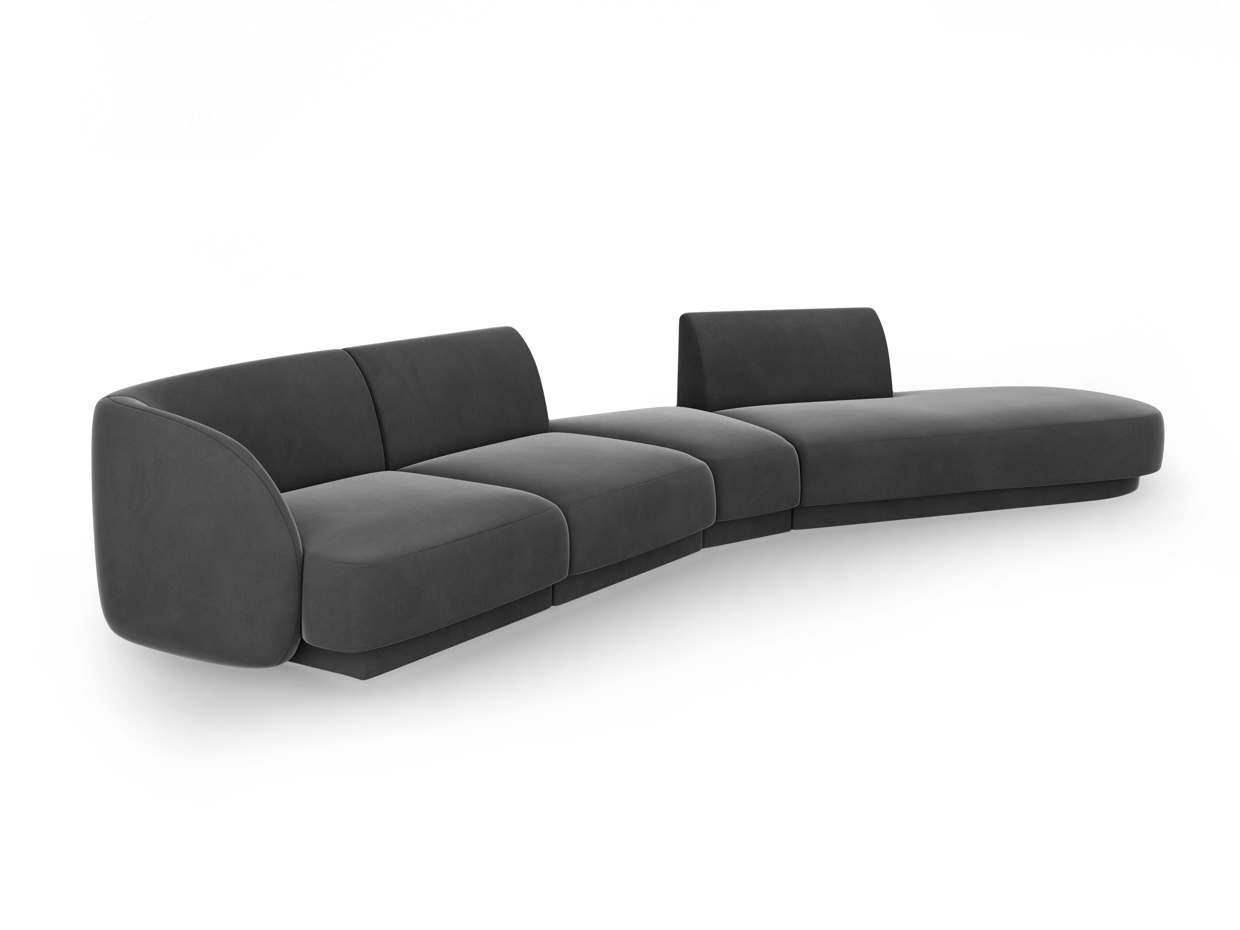 Modulares Samt-Ecksofa rechtsseitig für 7 Personen MILEY grau