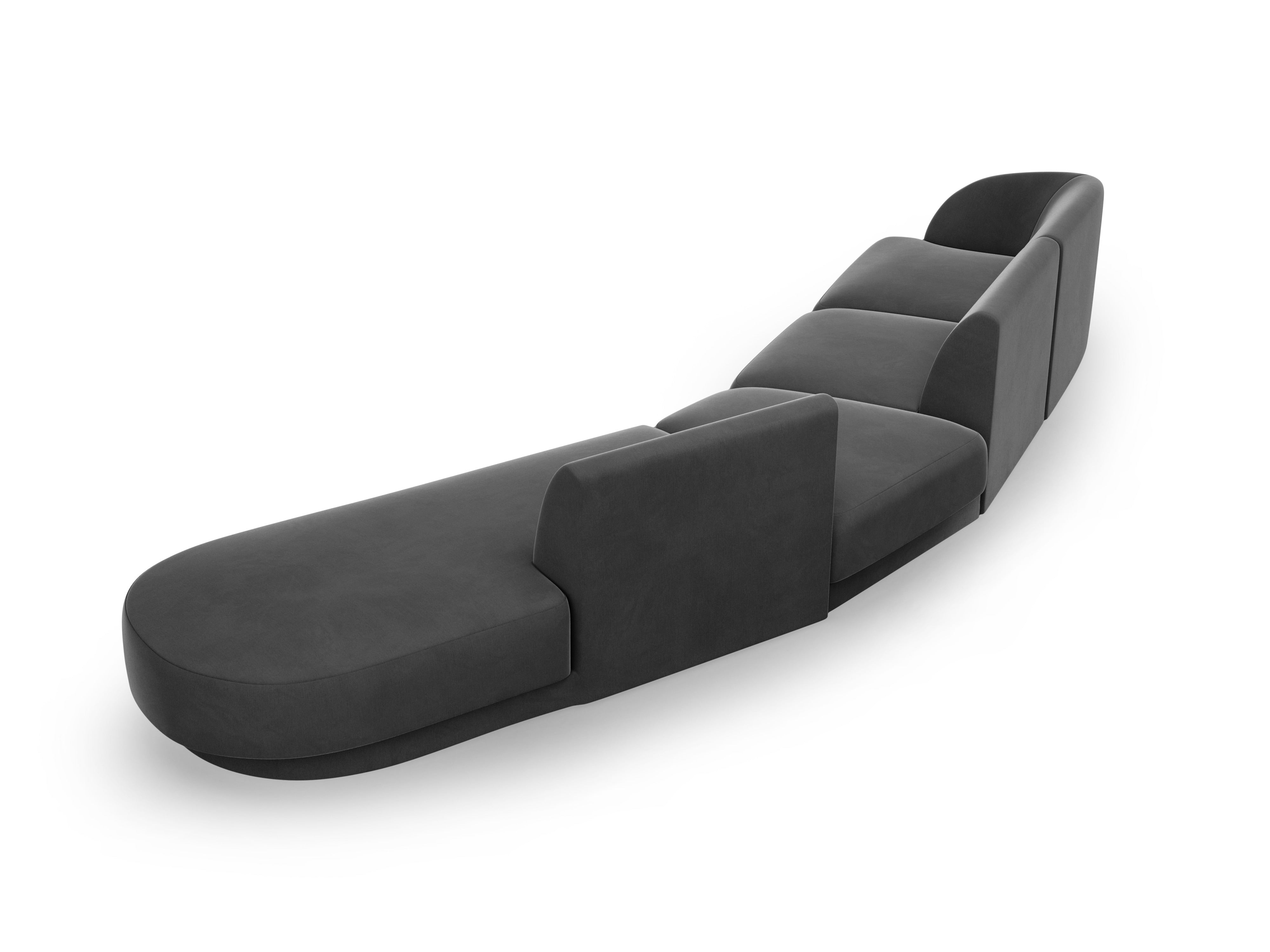 Modulares Samt-Ecksofa rechtsseitig für 7 Personen MILEY grau