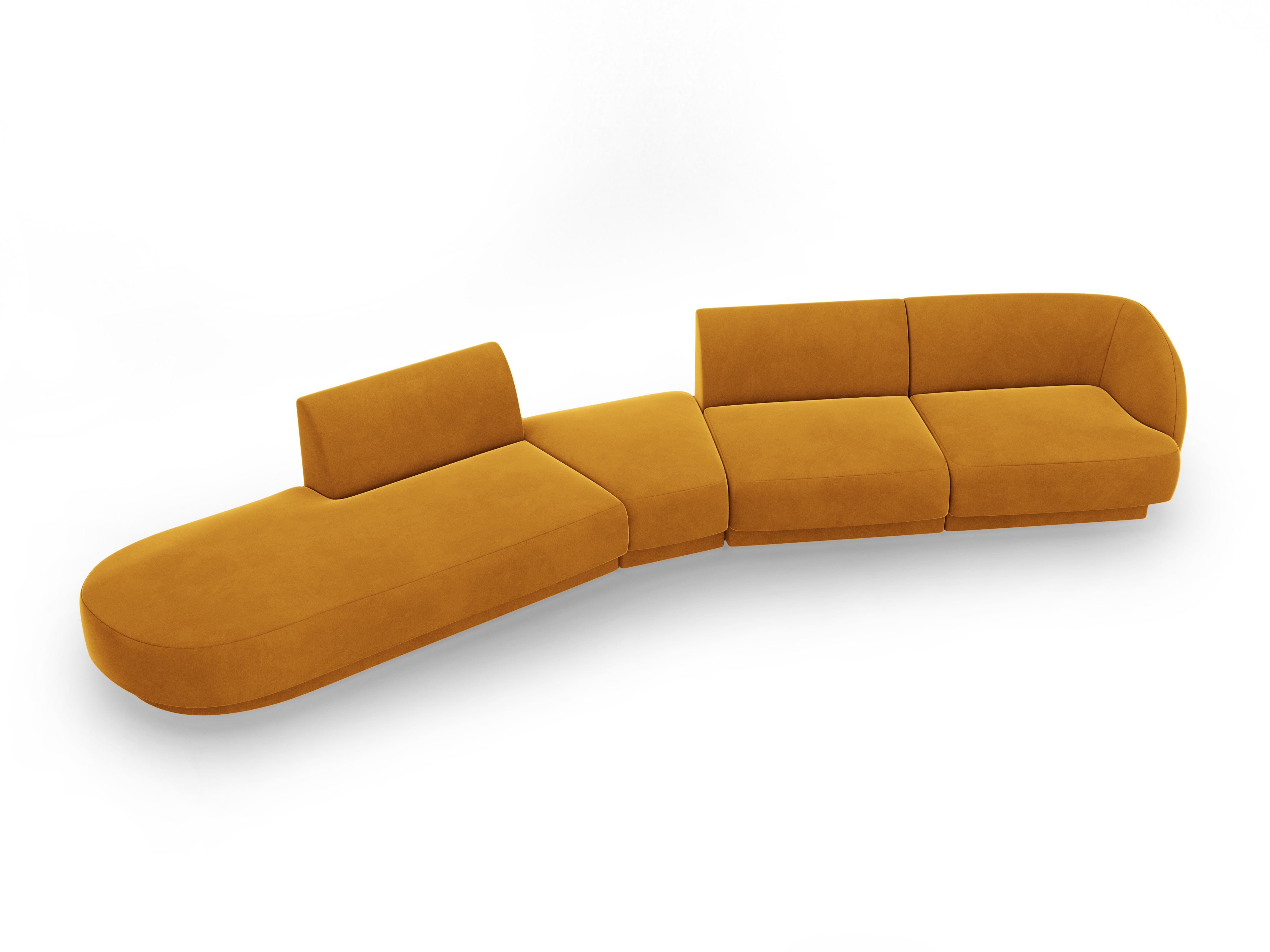 Modular velvet left-sided corner sofa for 7 people MILEY yellow