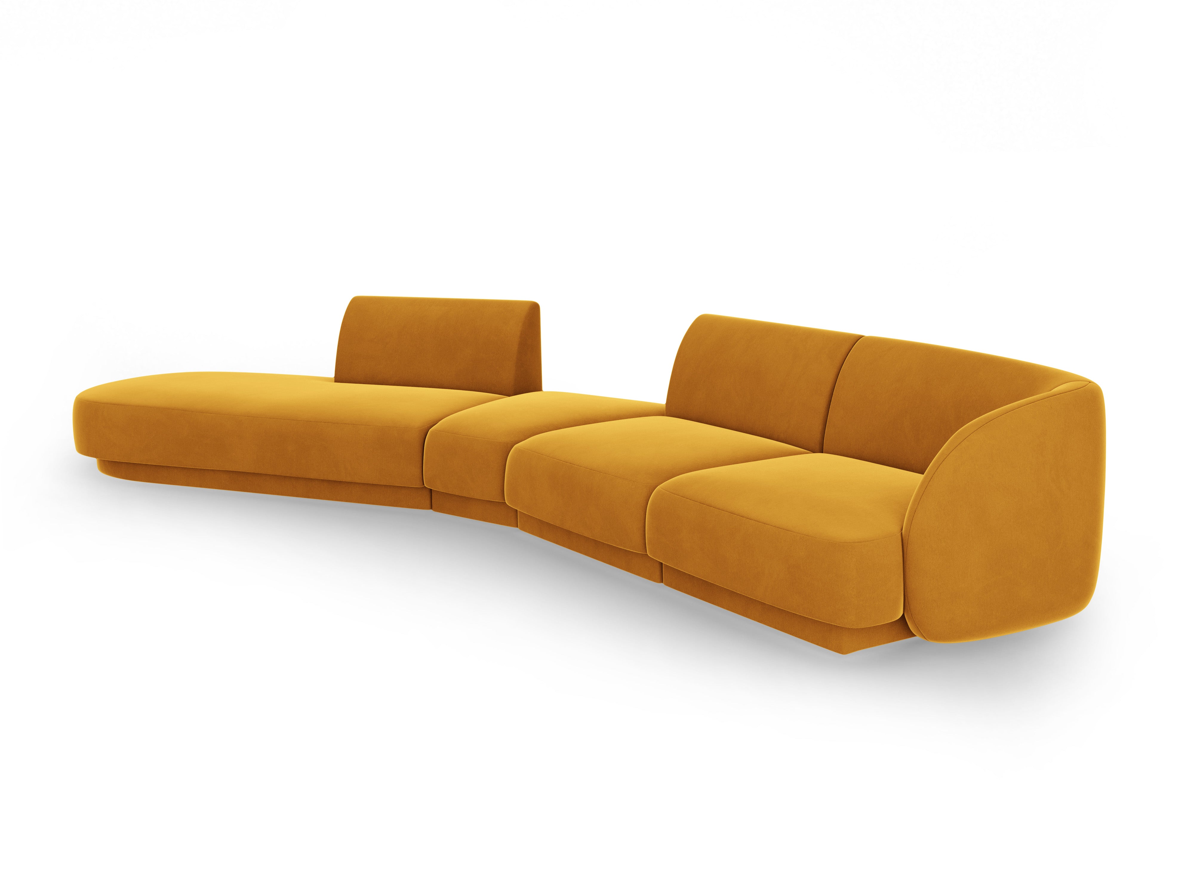 Modular velvet left-sided corner sofa for 7 people MILEY yellow