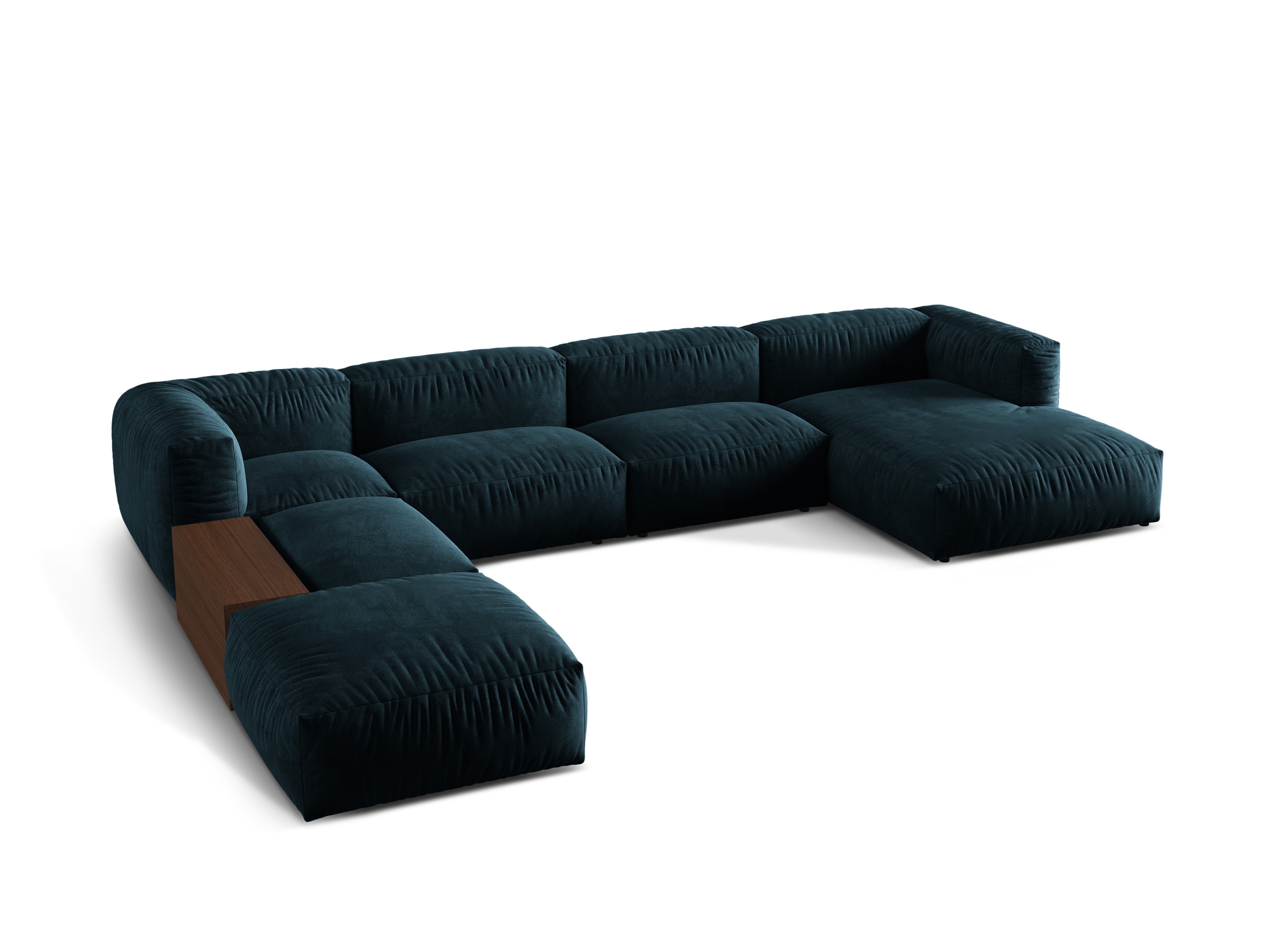 Links -Hand -Eck -Samt Panoramic Martin Navy Blue Benziner