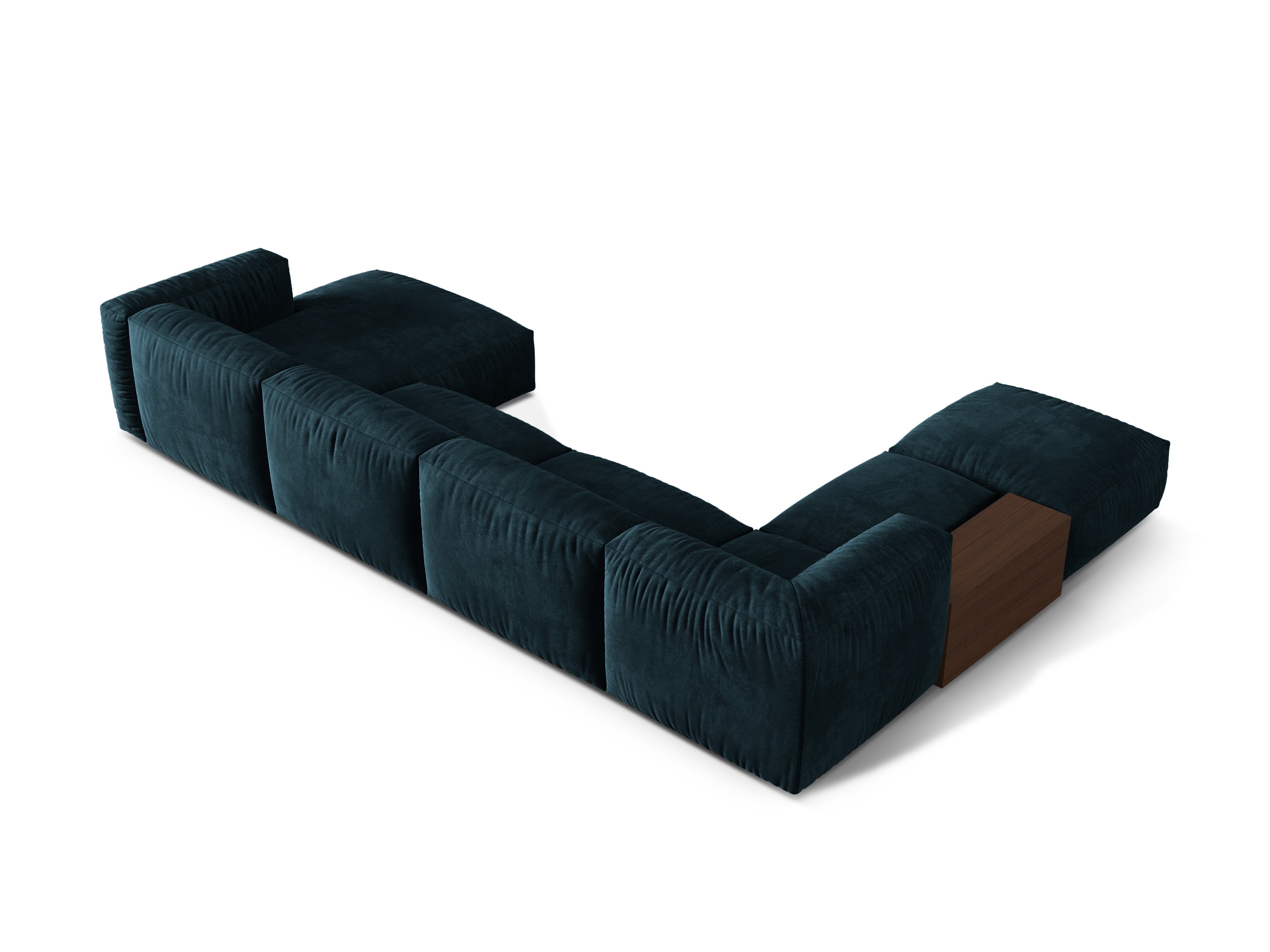 Links -Hand -Eck -Samt Panoramic Martin Navy Blue Benziner