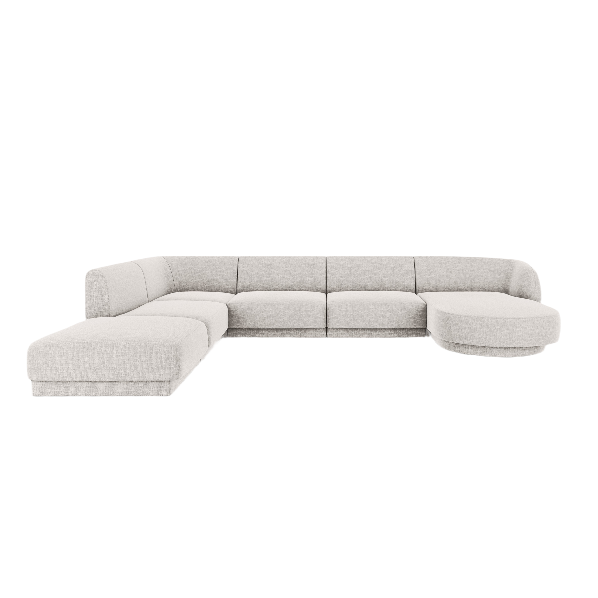 Left-sided panoramic sofa in the szenil fabric of 6-person Miley Jasnoszary
