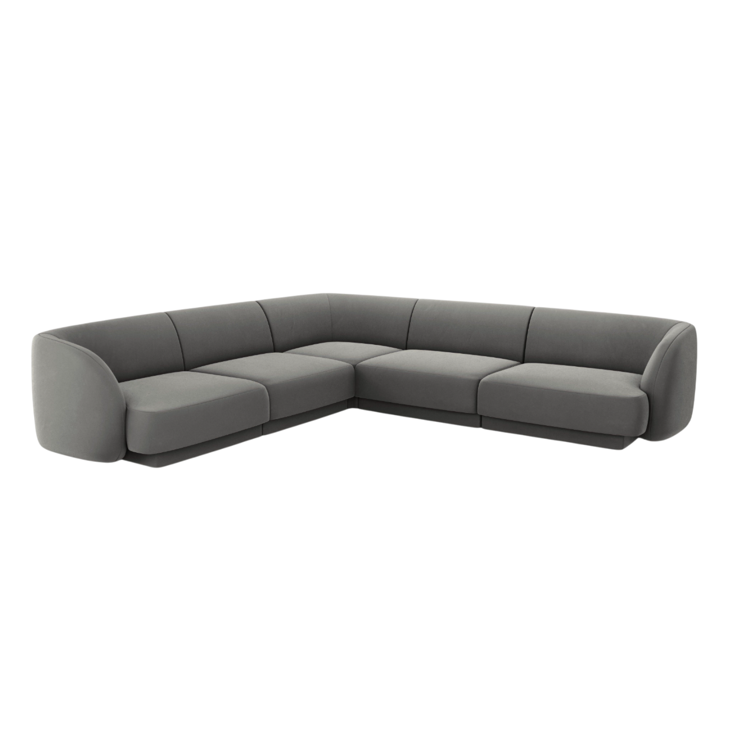 Velvet corner sofa for 5 people MILEY light gray