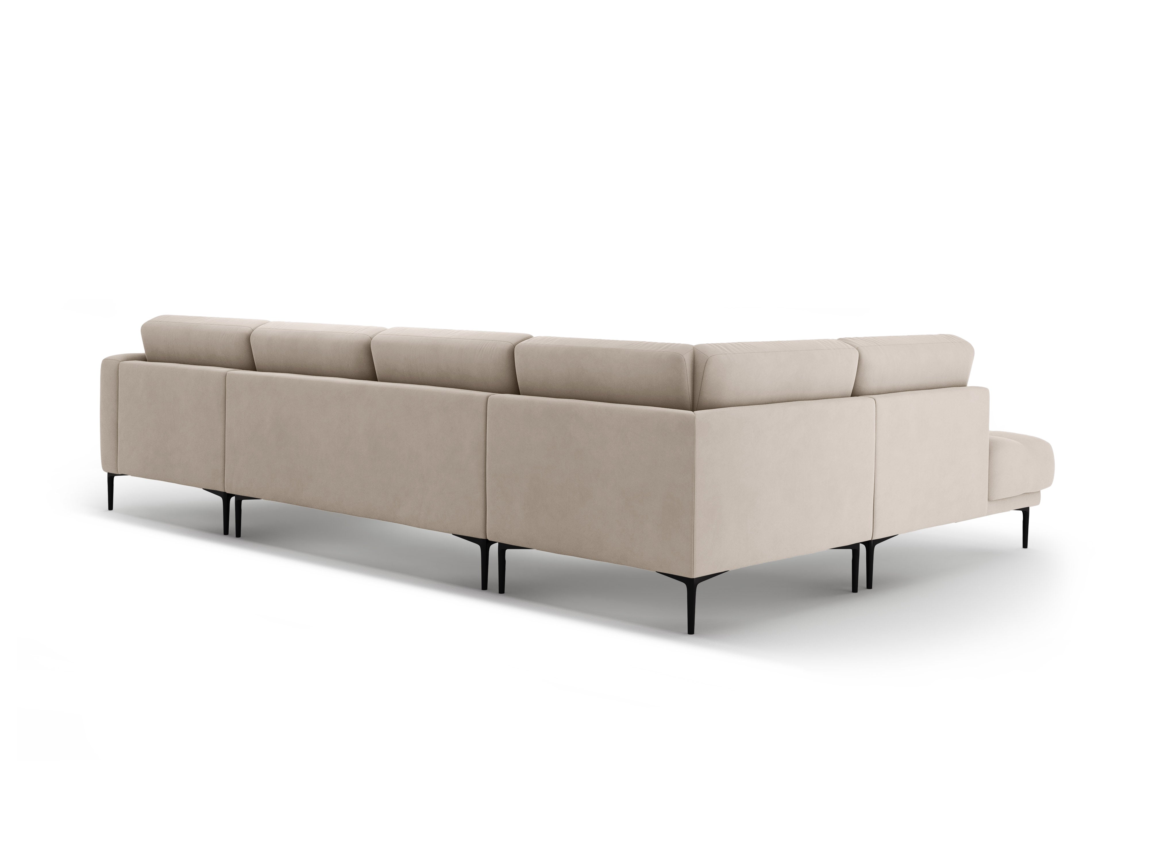 Left-sided panoramic velvet corner sofa BEMY beige