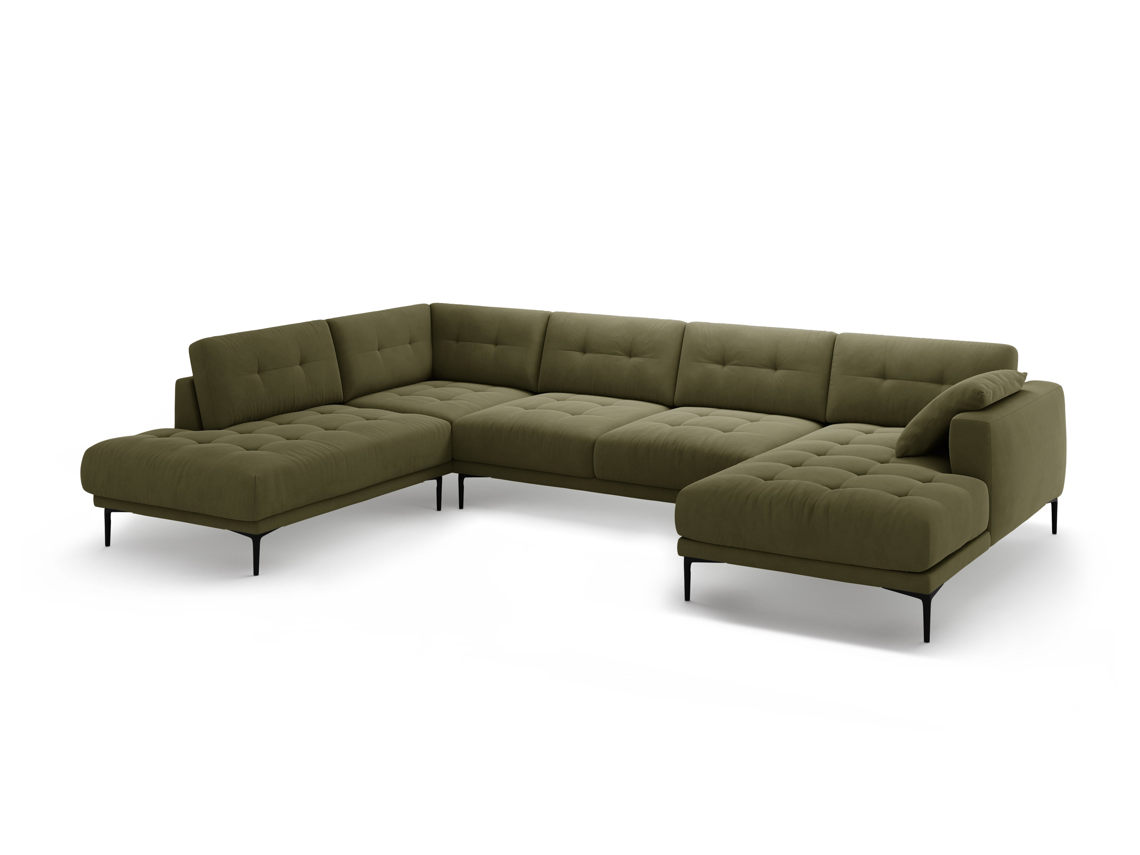 Left-sided panoramic velvet corner sofa BEMY green