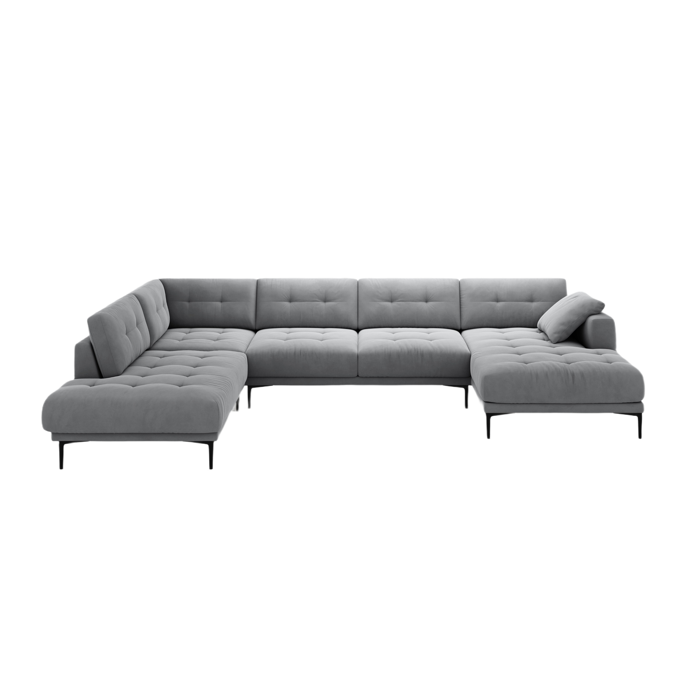 Left-sided panoramic velvet corner sofa BEMY gray