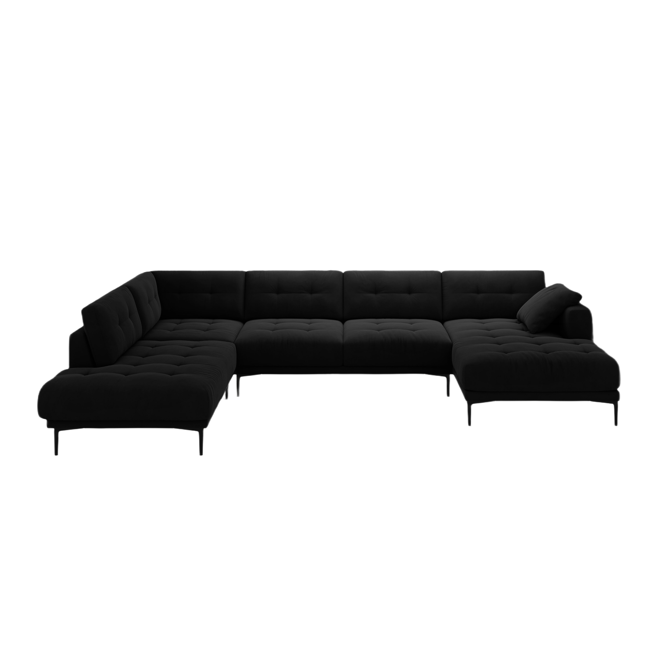 Left-sided panoramic velvet corner sofa BEMY black