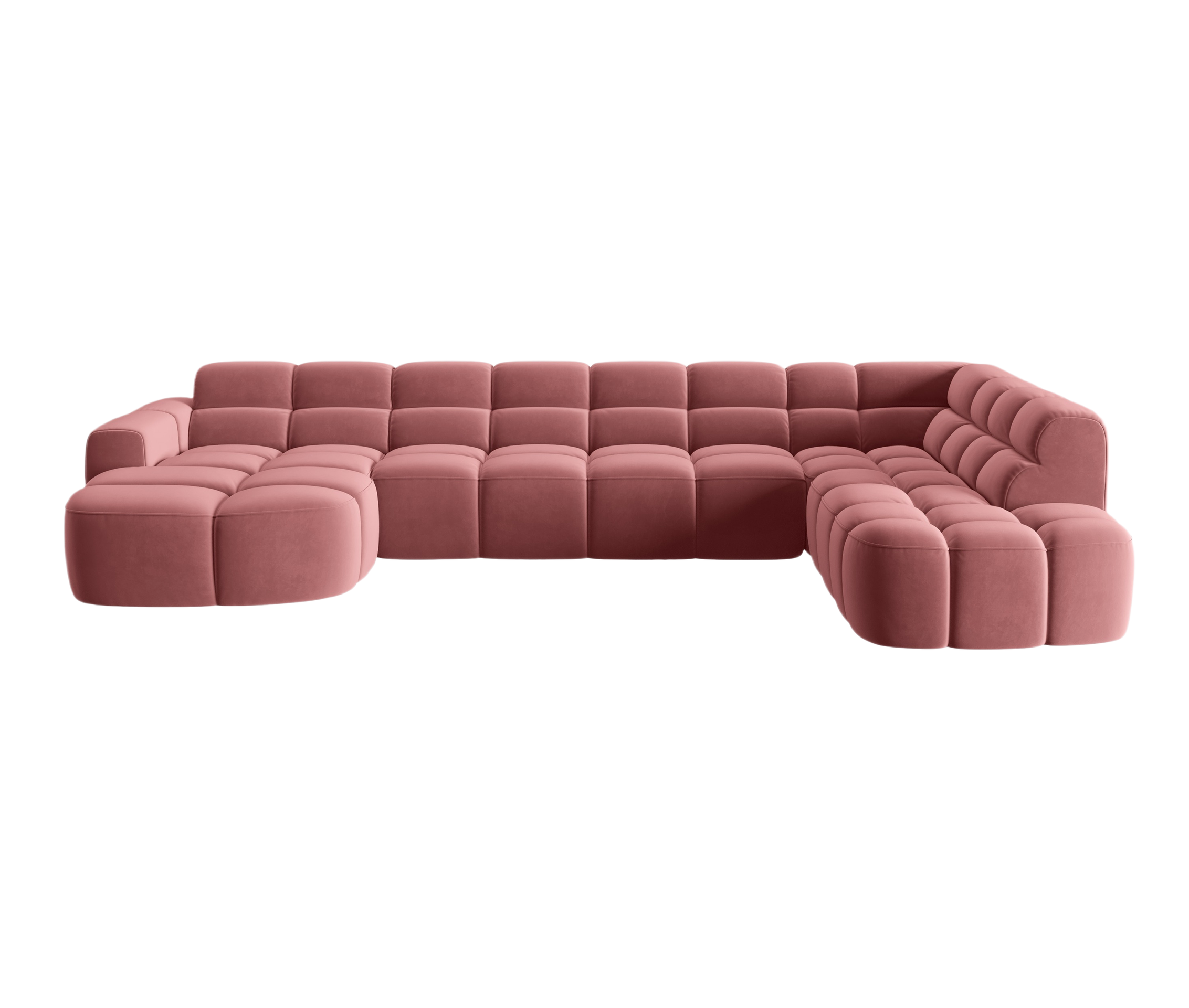 Samt-Ecksofa mit Panoramablick rechts LISA rosa
