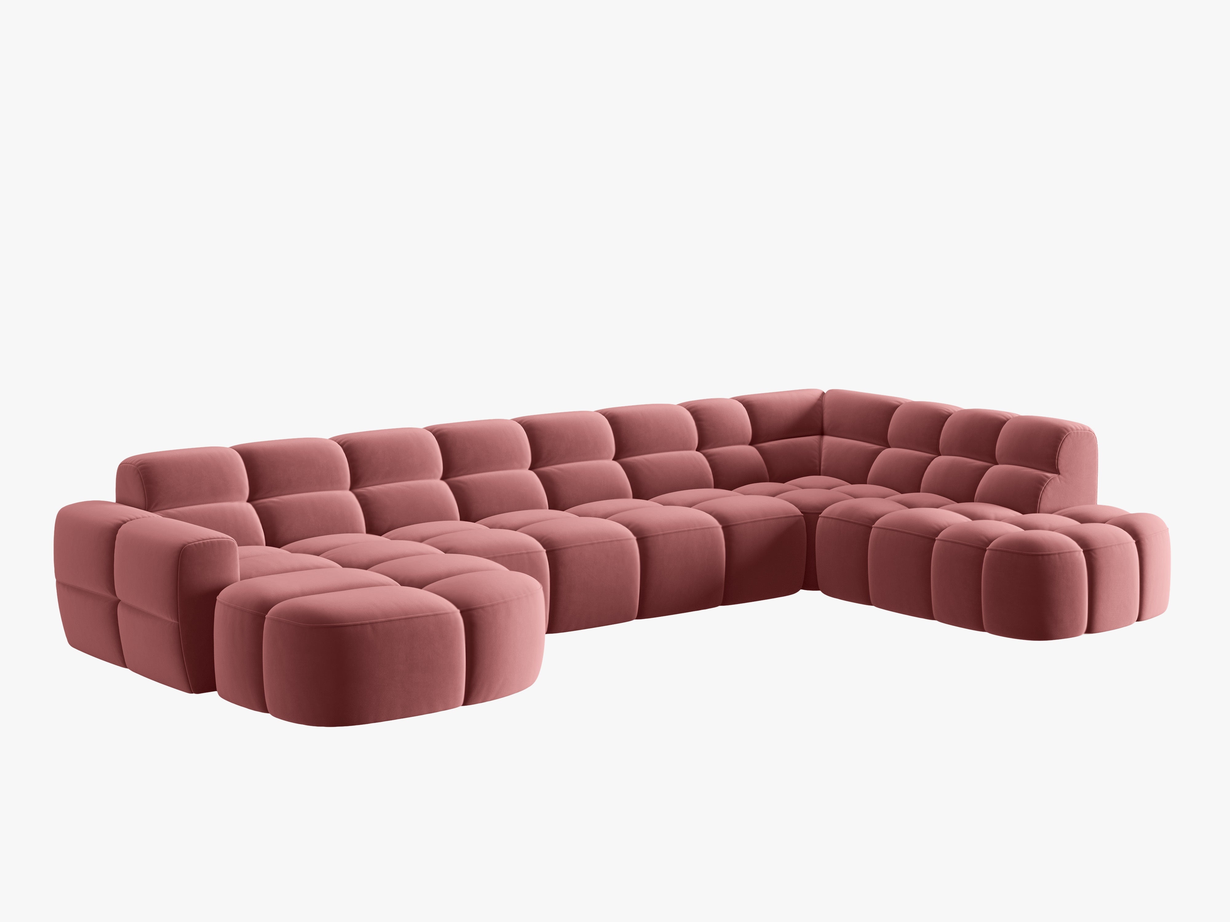 Samt-Ecksofa mit Panoramablick rechts LISA rosa