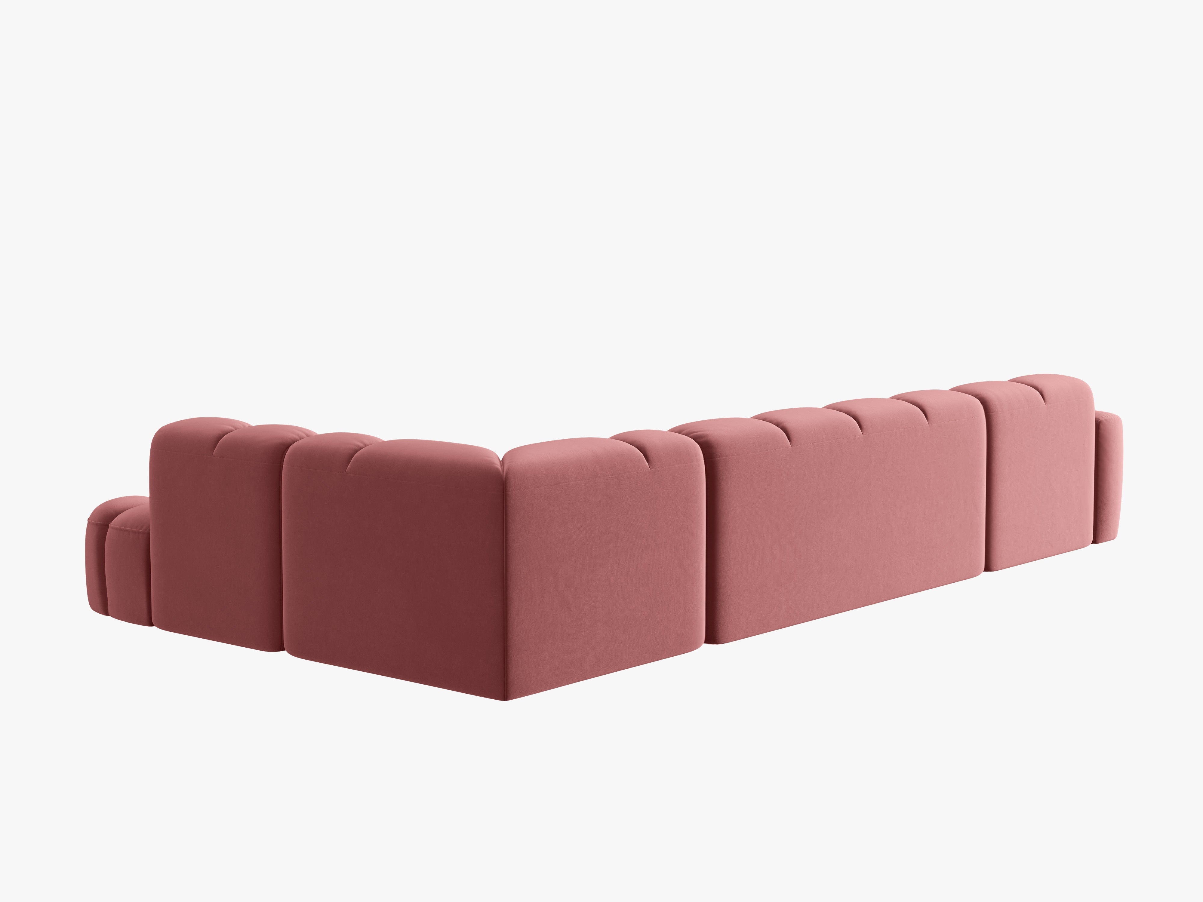 Samt-Ecksofa mit Panoramablick rechts LISA rosa