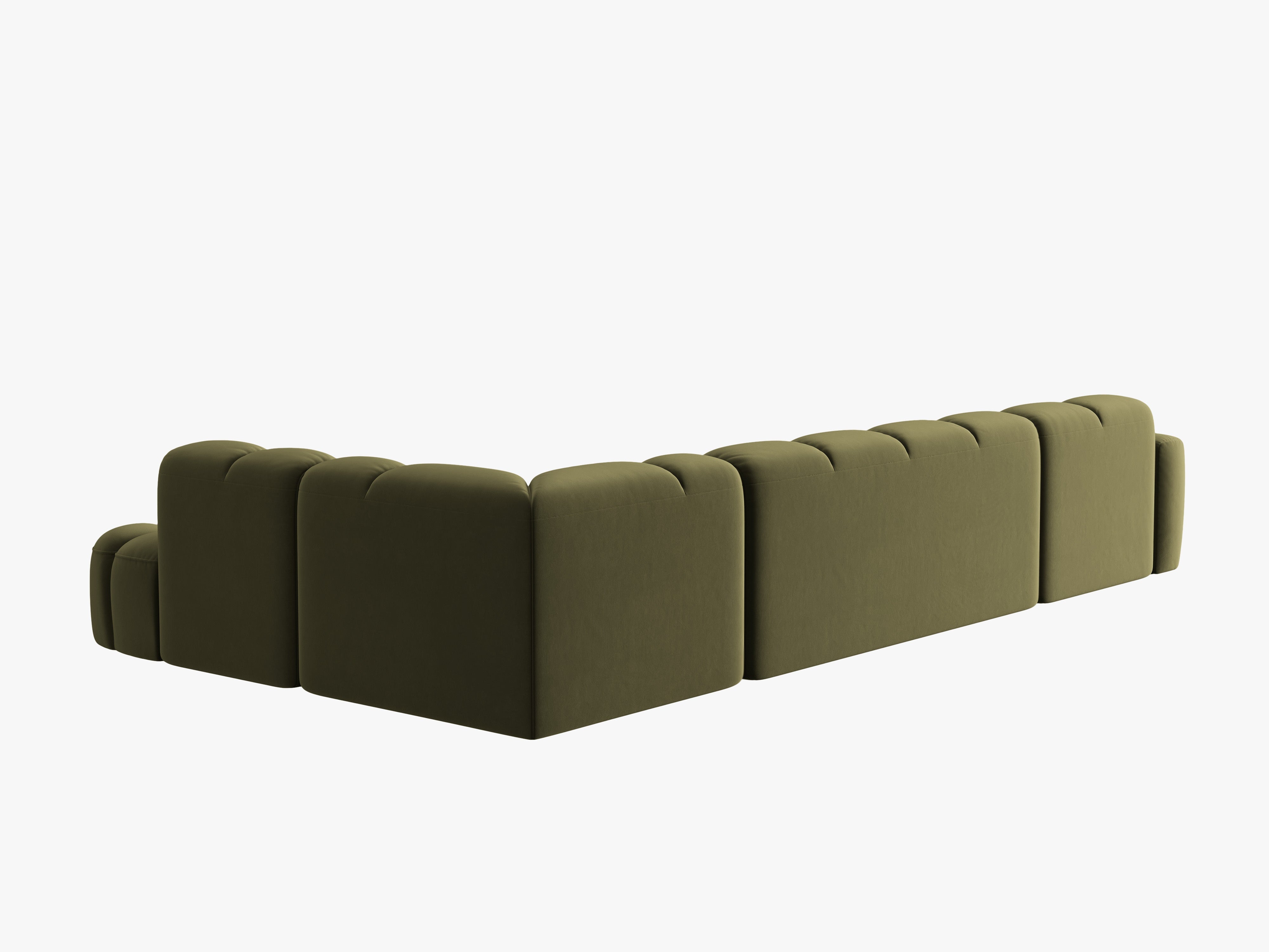 Samt-Ecksofa mit Panoramablick rechts LISA hellgrün