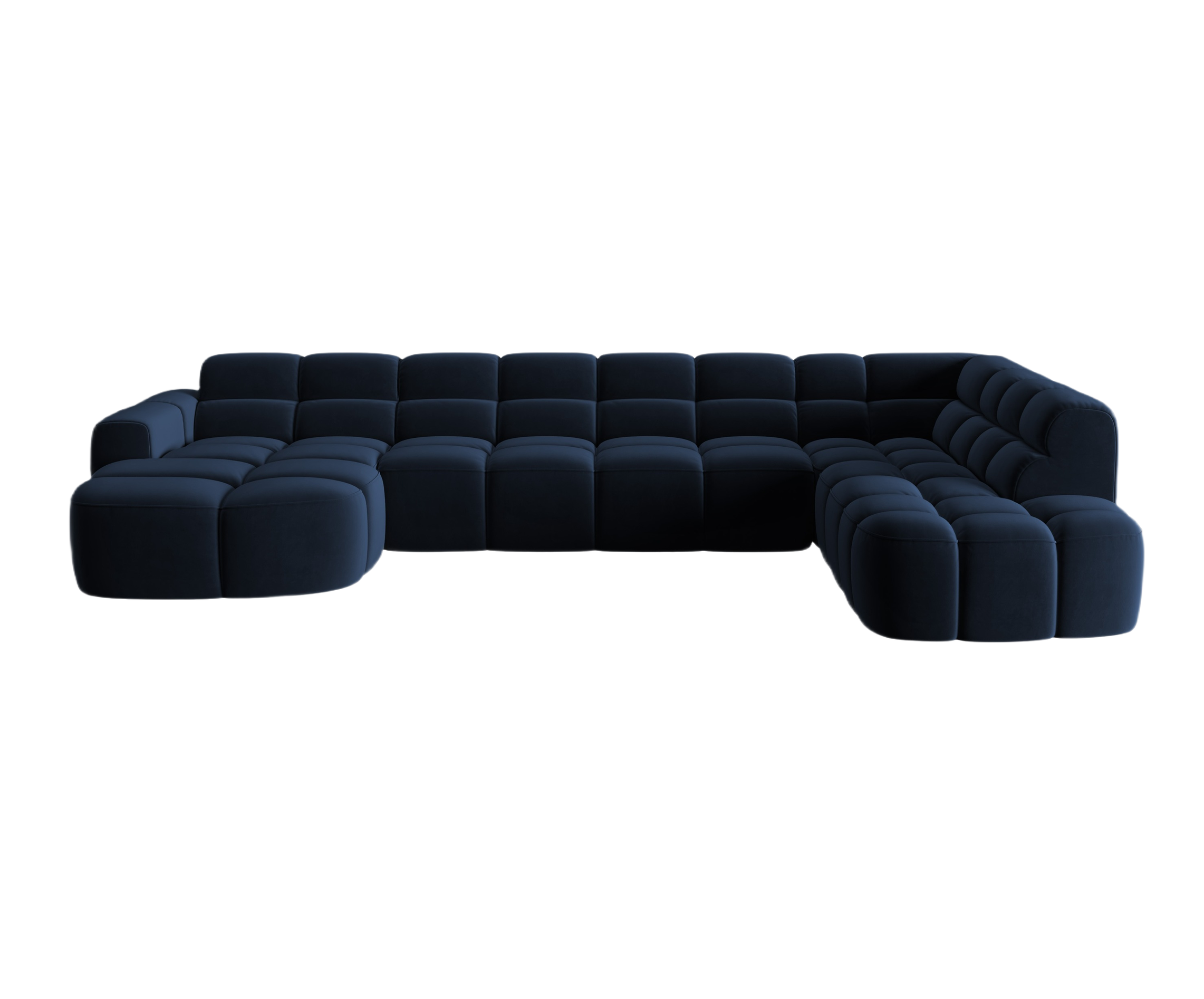 Samt-Ecksofa mit Panoramafunktion rechts LISA in königsblau