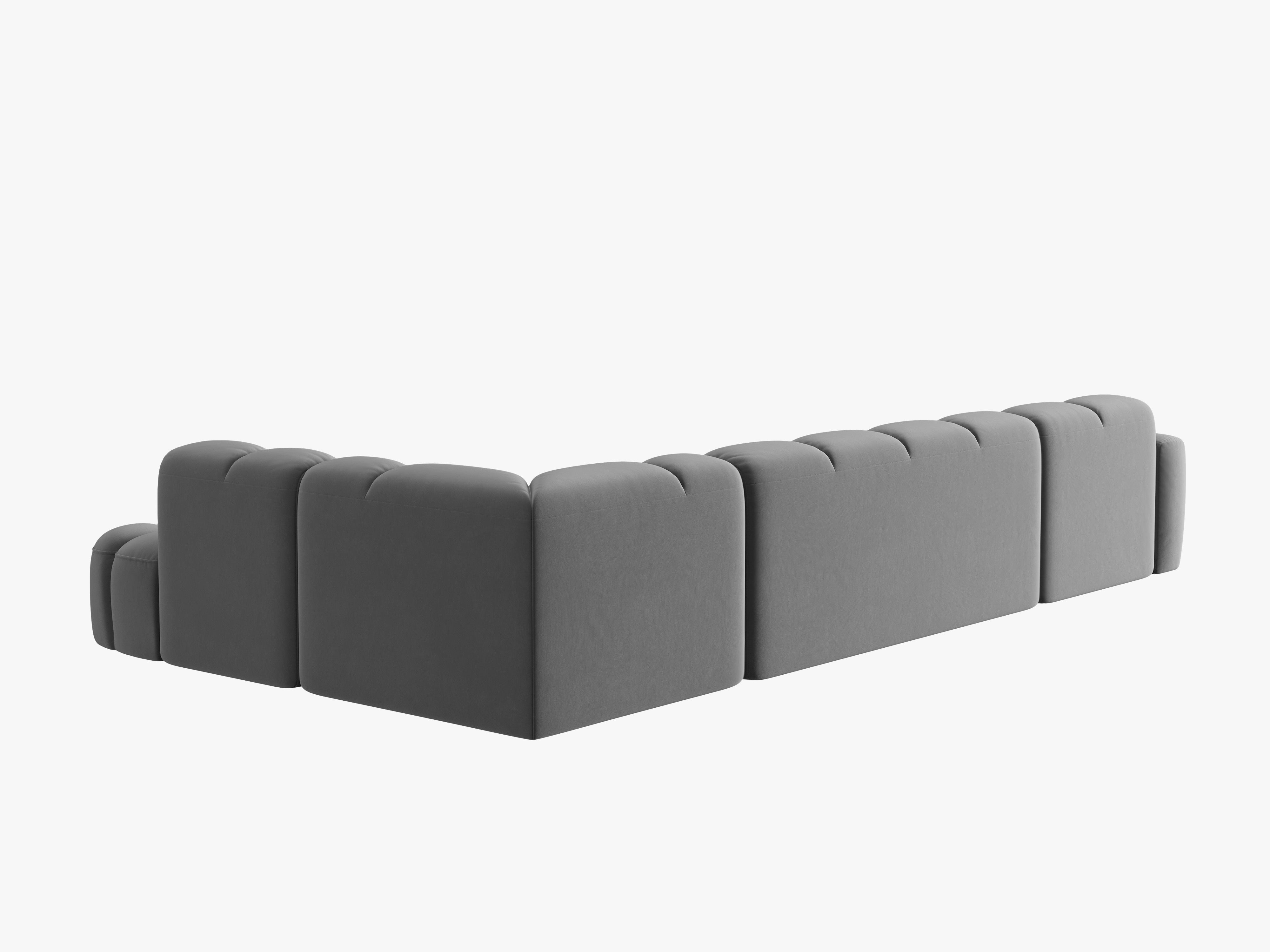 Samt-Ecksofa mit Panoramablick rechts LISA hellgrau
