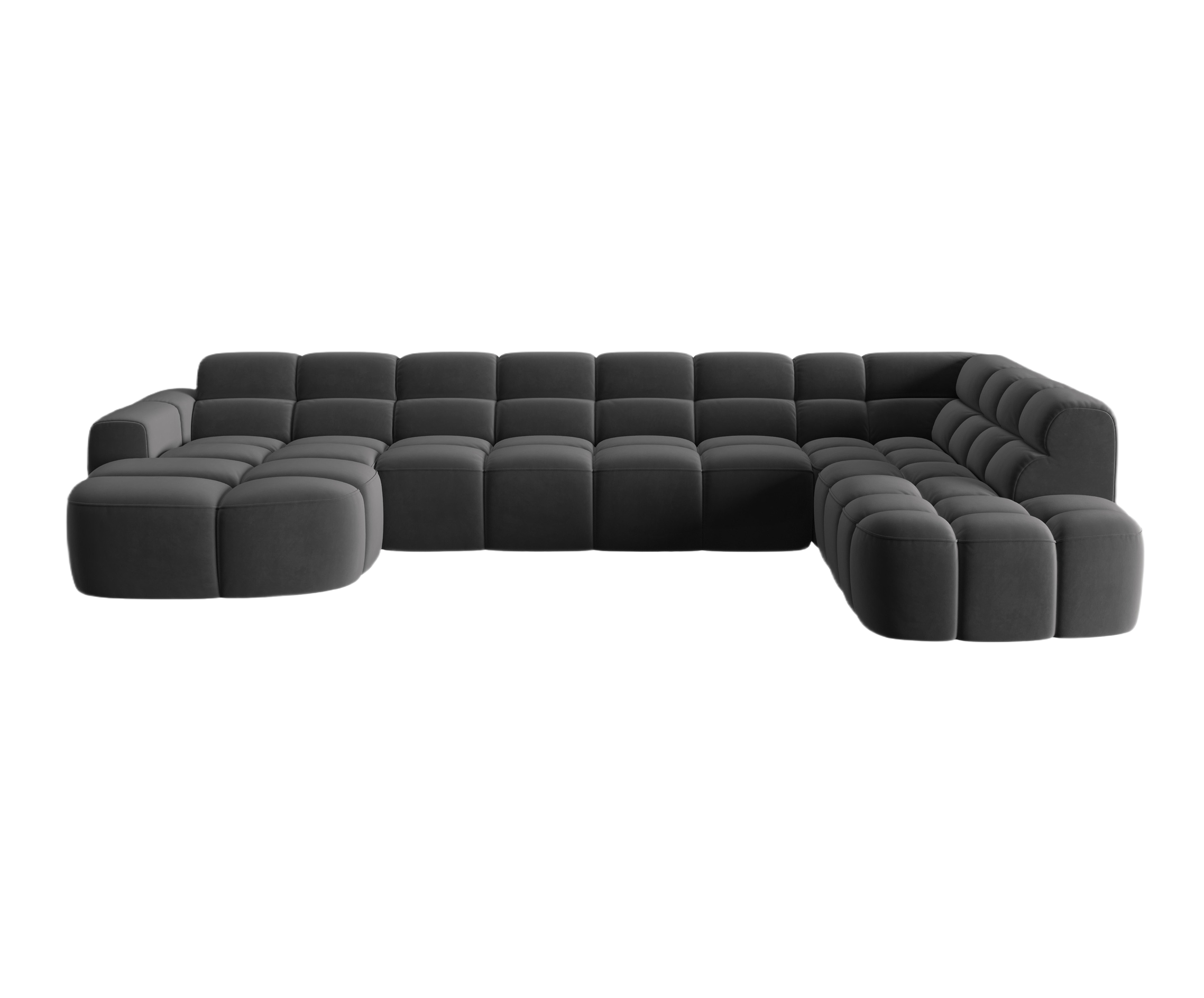 Samt-Ecksofa mit Panoramablick rechts LISA dunkelgrau