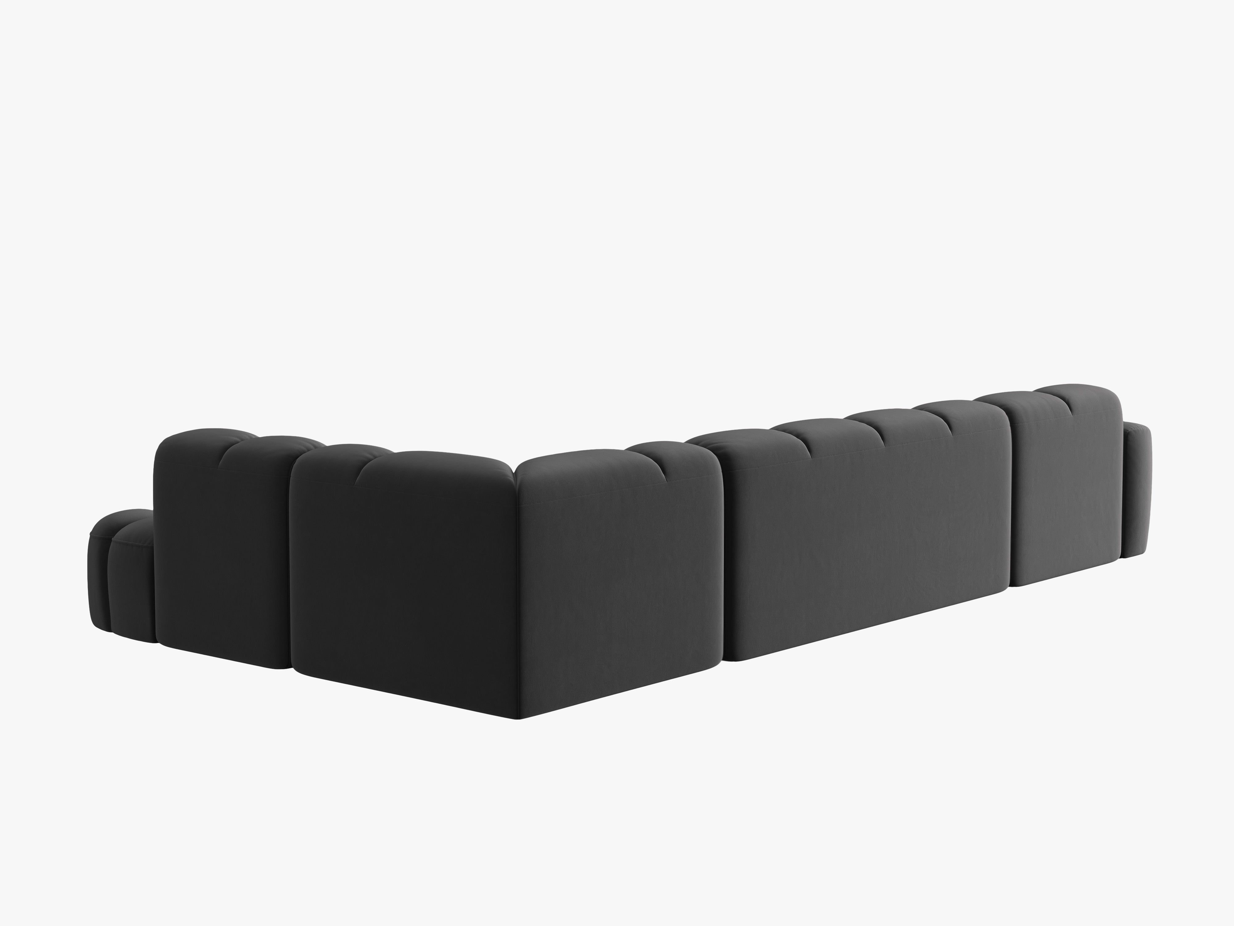 Samt-Ecksofa mit Panoramablick rechts LISA dunkelgrau