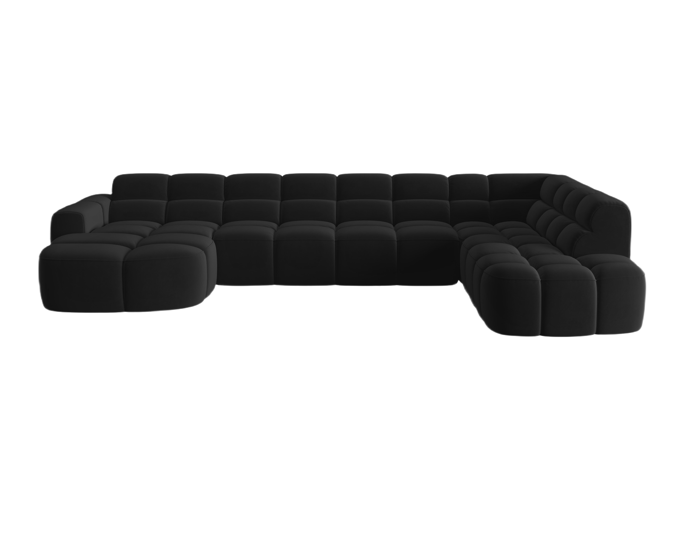 Samt-Ecksofa mit Panoramafunktion rechts LISA schwarz