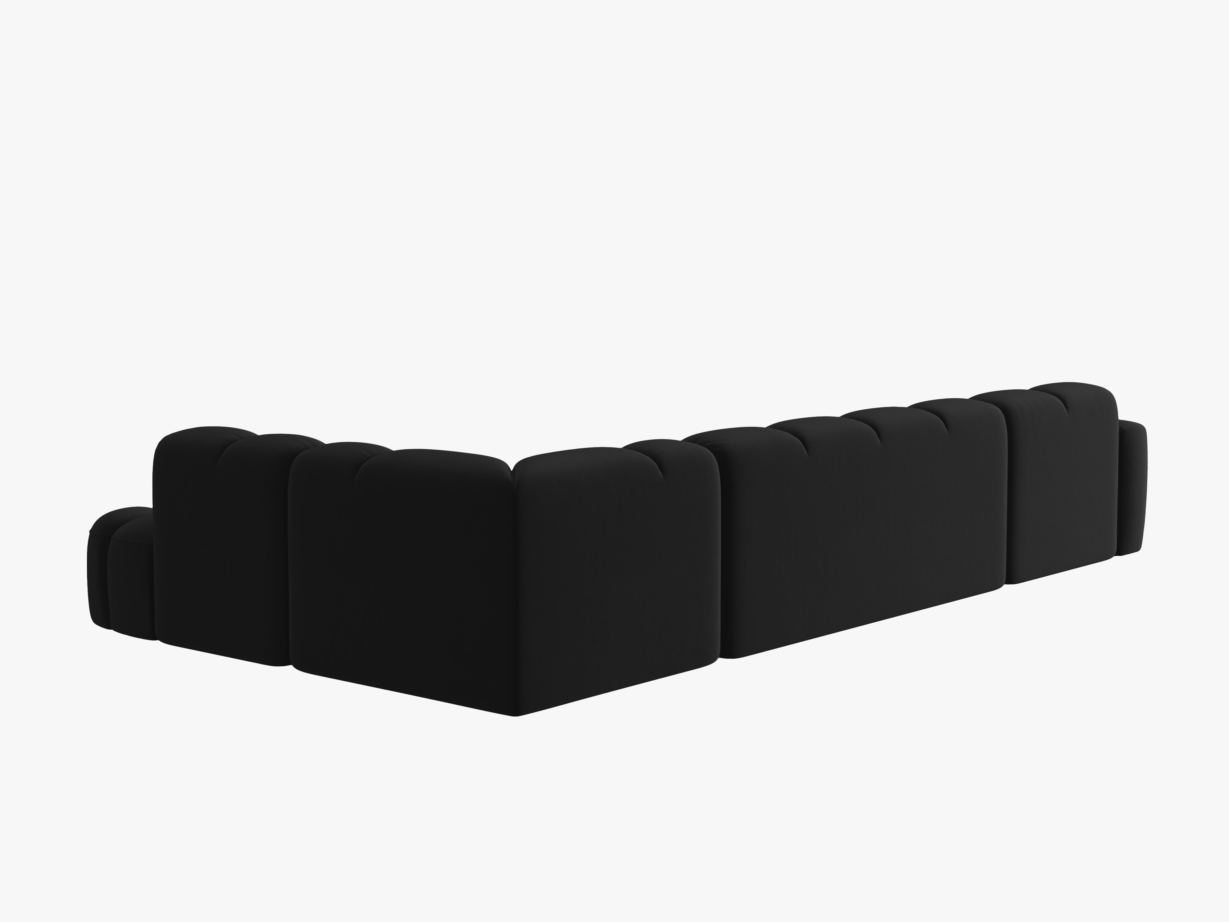 Samt-Ecksofa mit Panoramafunktion rechts LISA schwarz