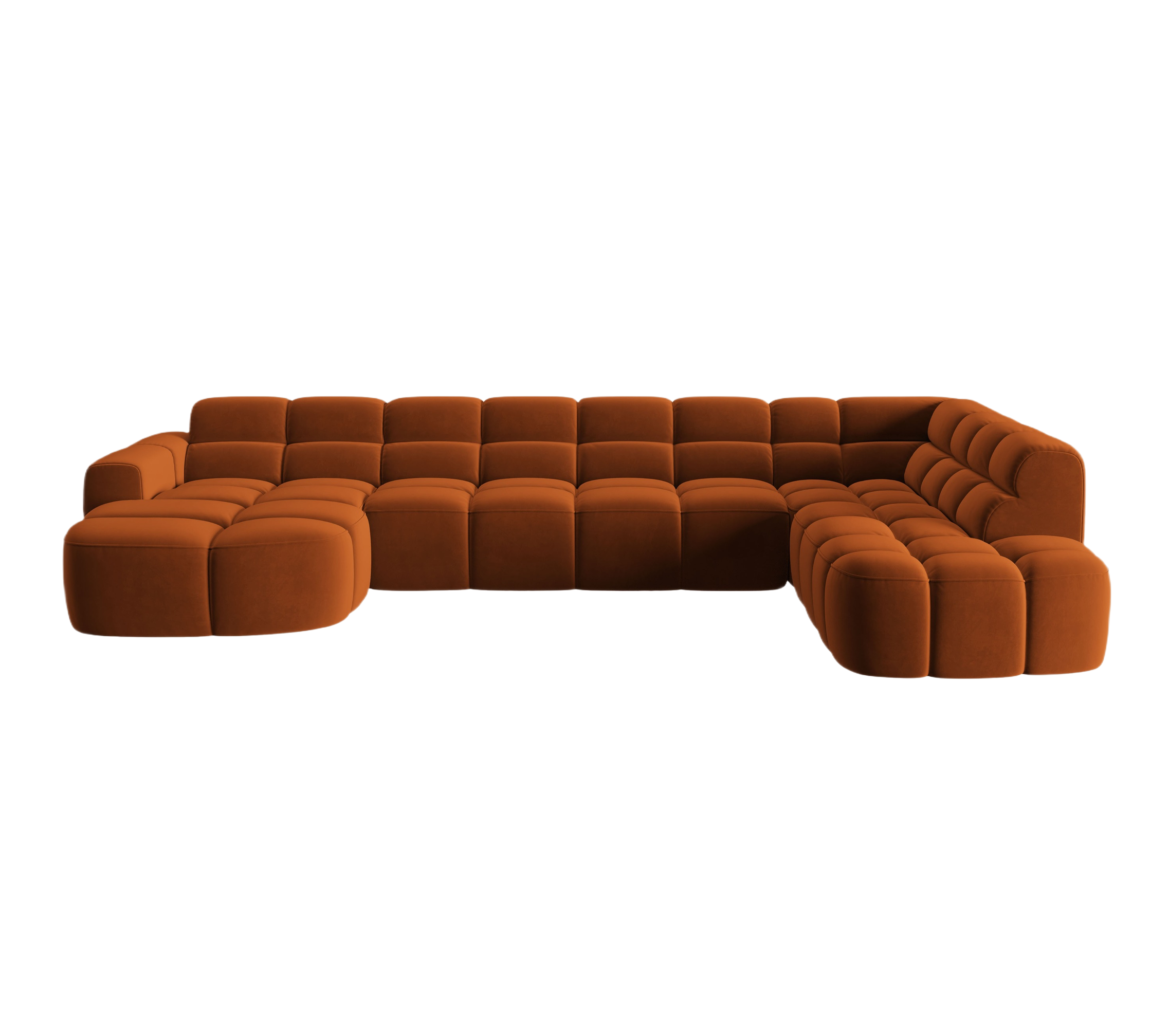 Samt-Ecksofa mit Panoramablick rechts LISA terrakotta