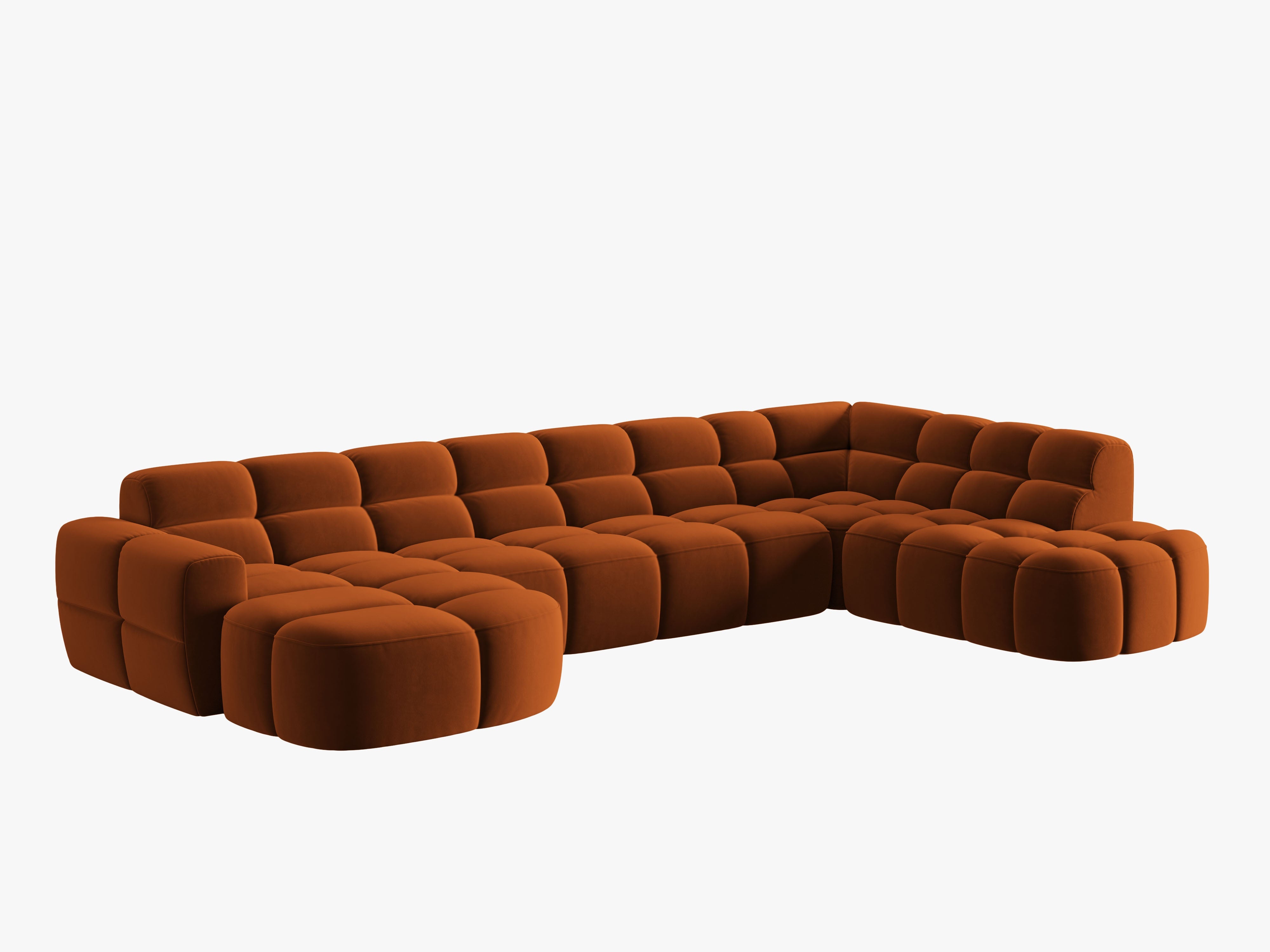 Samt-Ecksofa mit Panoramablick rechts LISA terrakotta