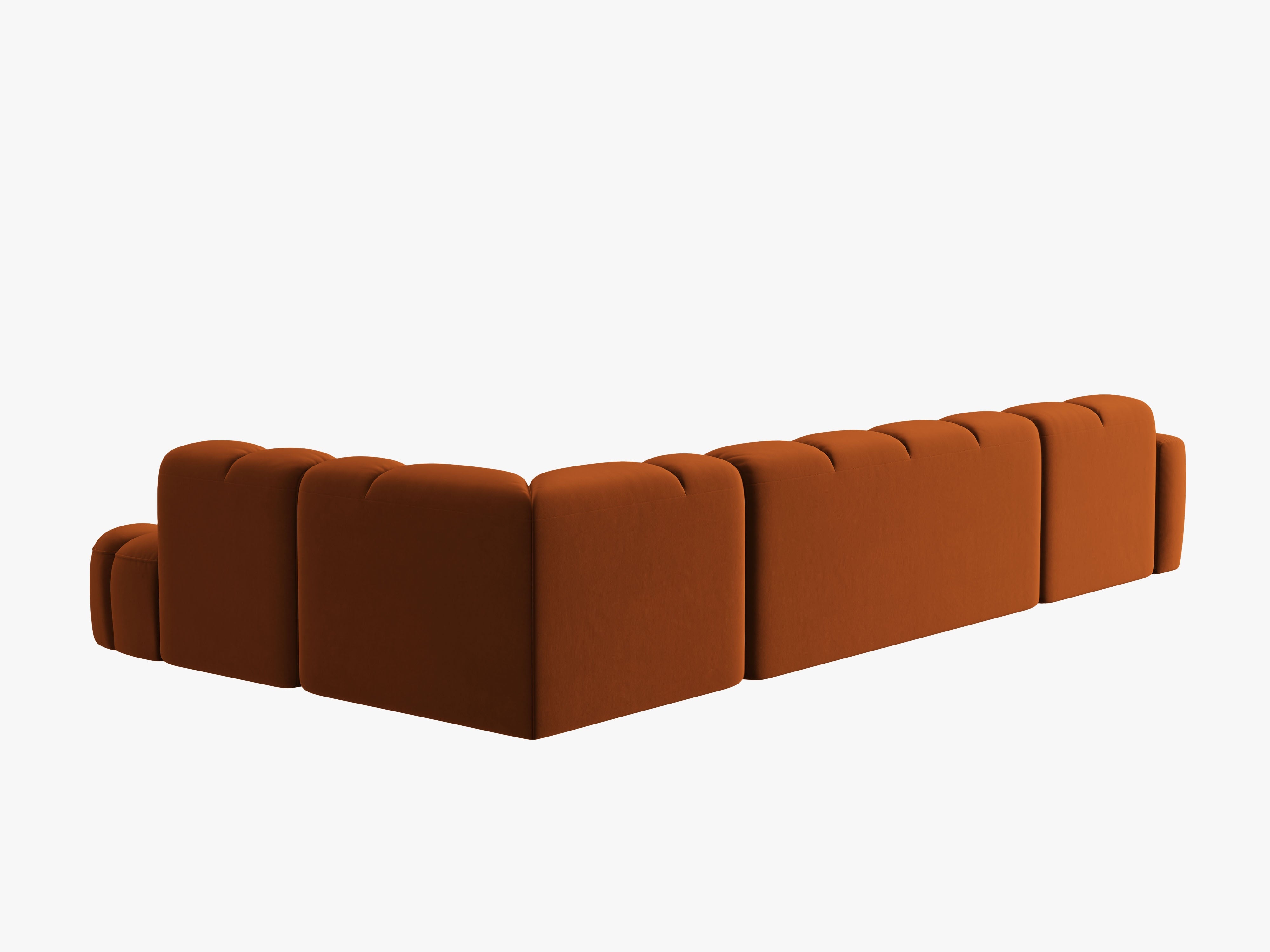 Samt-Ecksofa mit Panoramablick rechts LISA terrakotta
