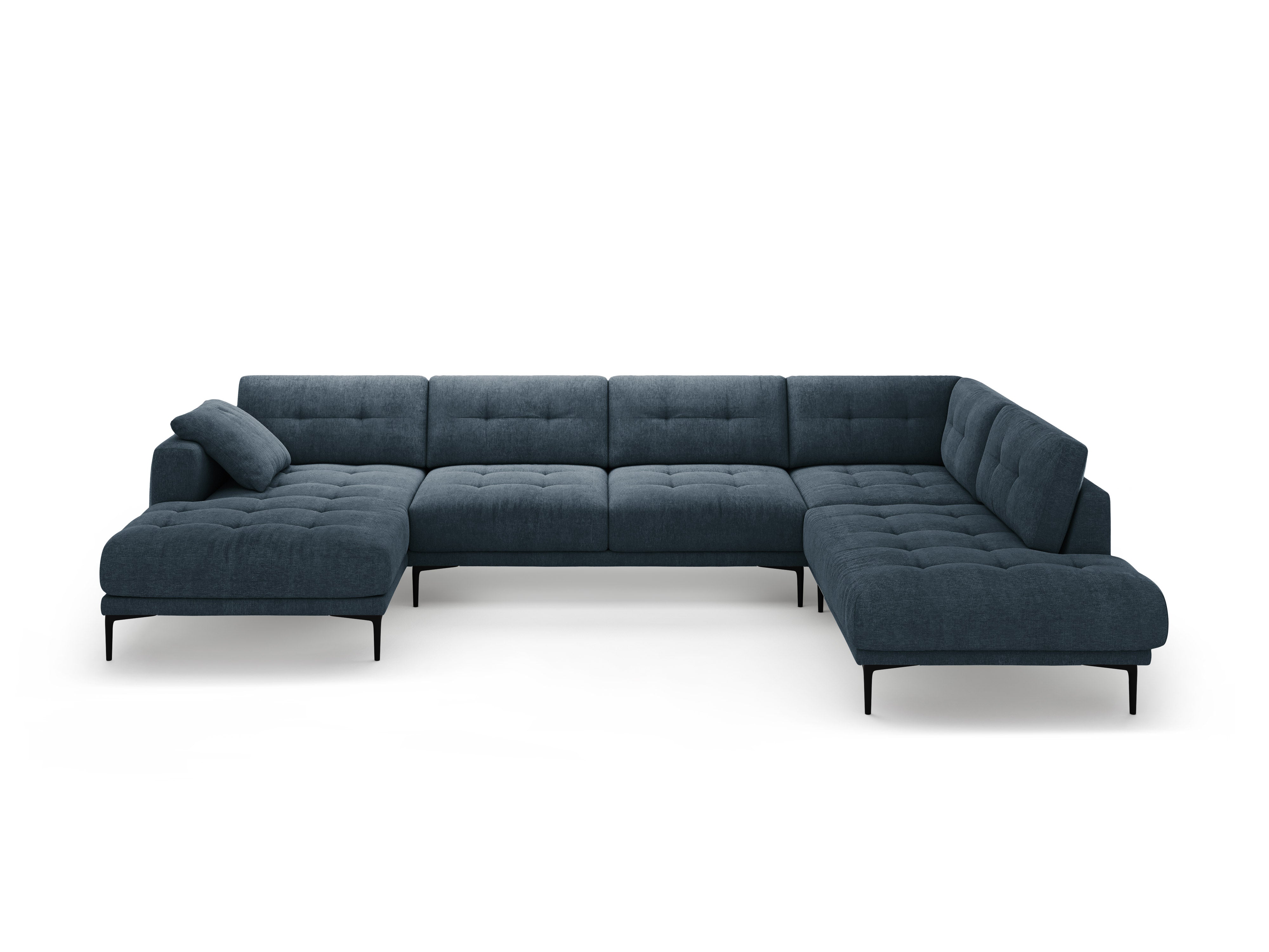 Right-hand panoramic corner sofa BEMY dark blue chenille