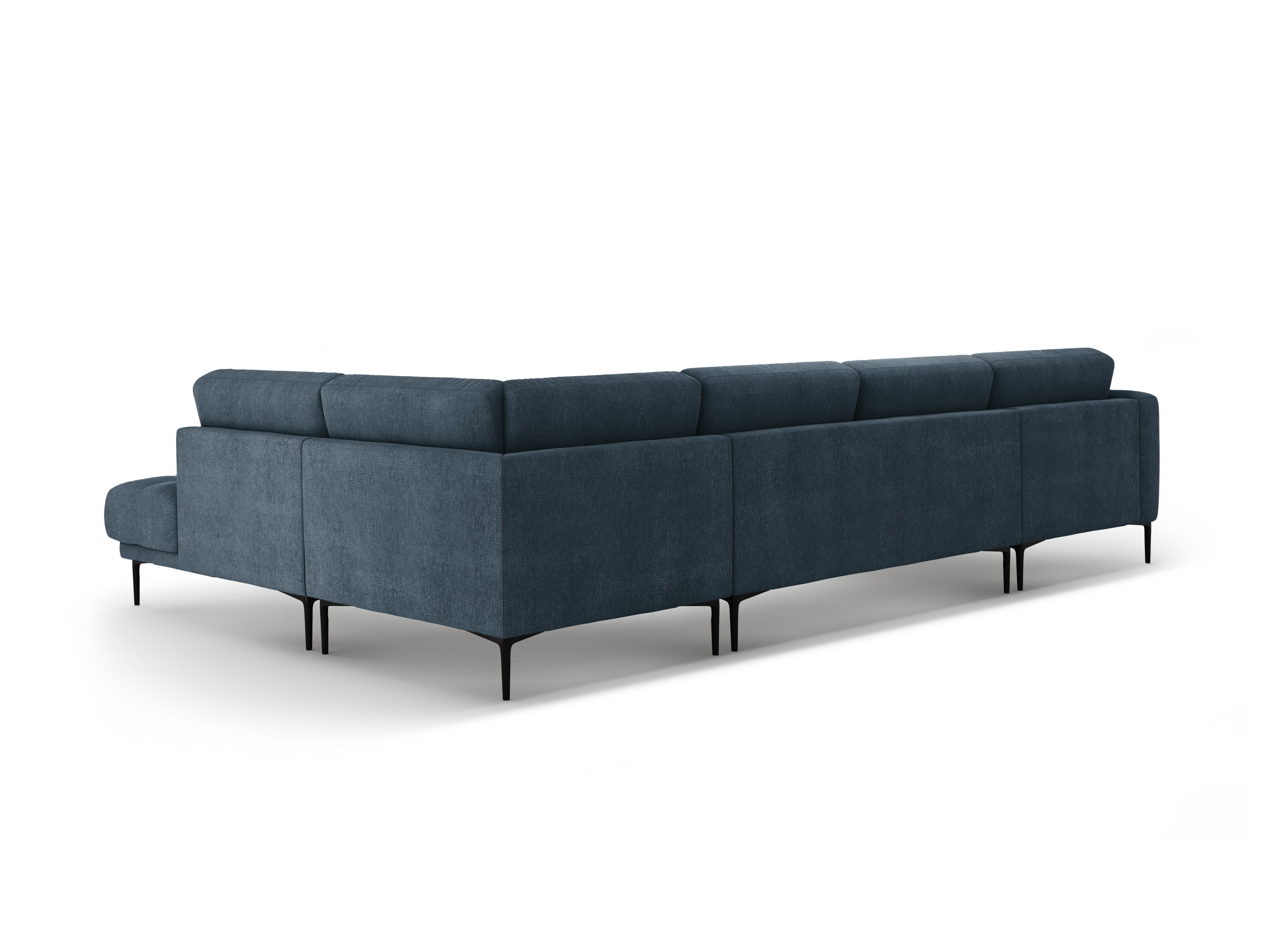 Right-hand panoramic corner sofa BEMY dark blue chenille