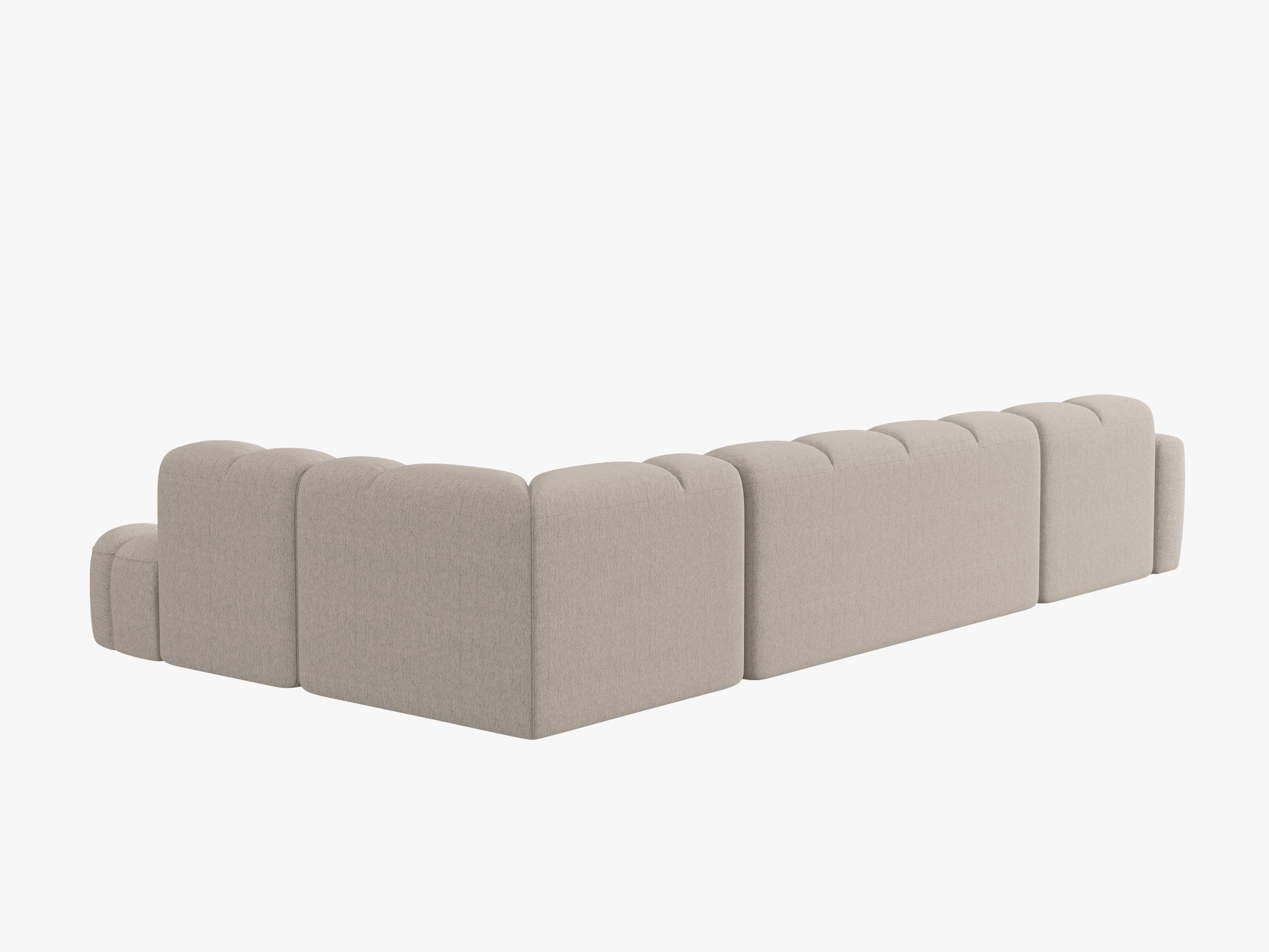 Panoramarechtschwenksofa LISA in sandfarbenem Chenille