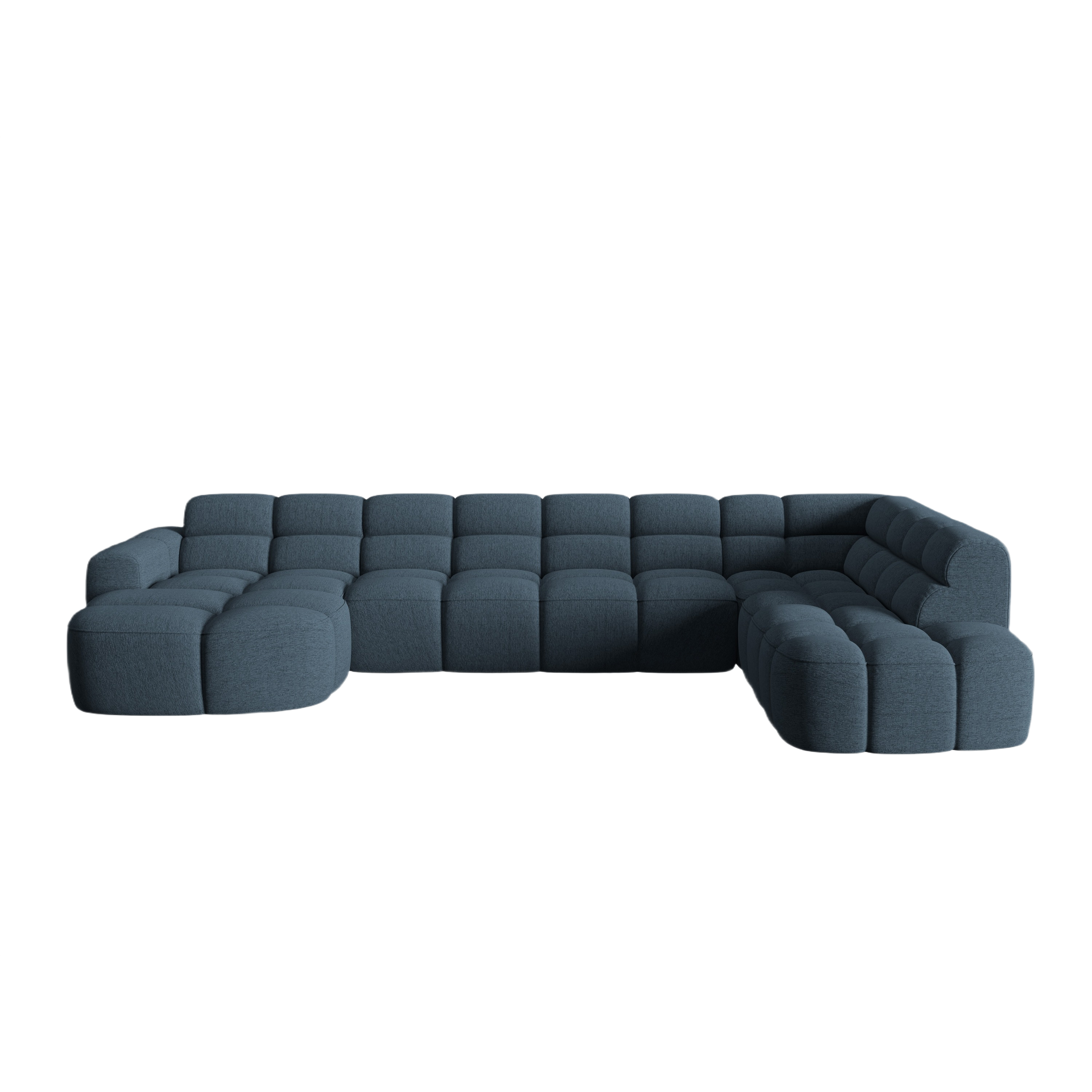 Panoramarechtschwenksofa LISA dunkelblaues Chenille