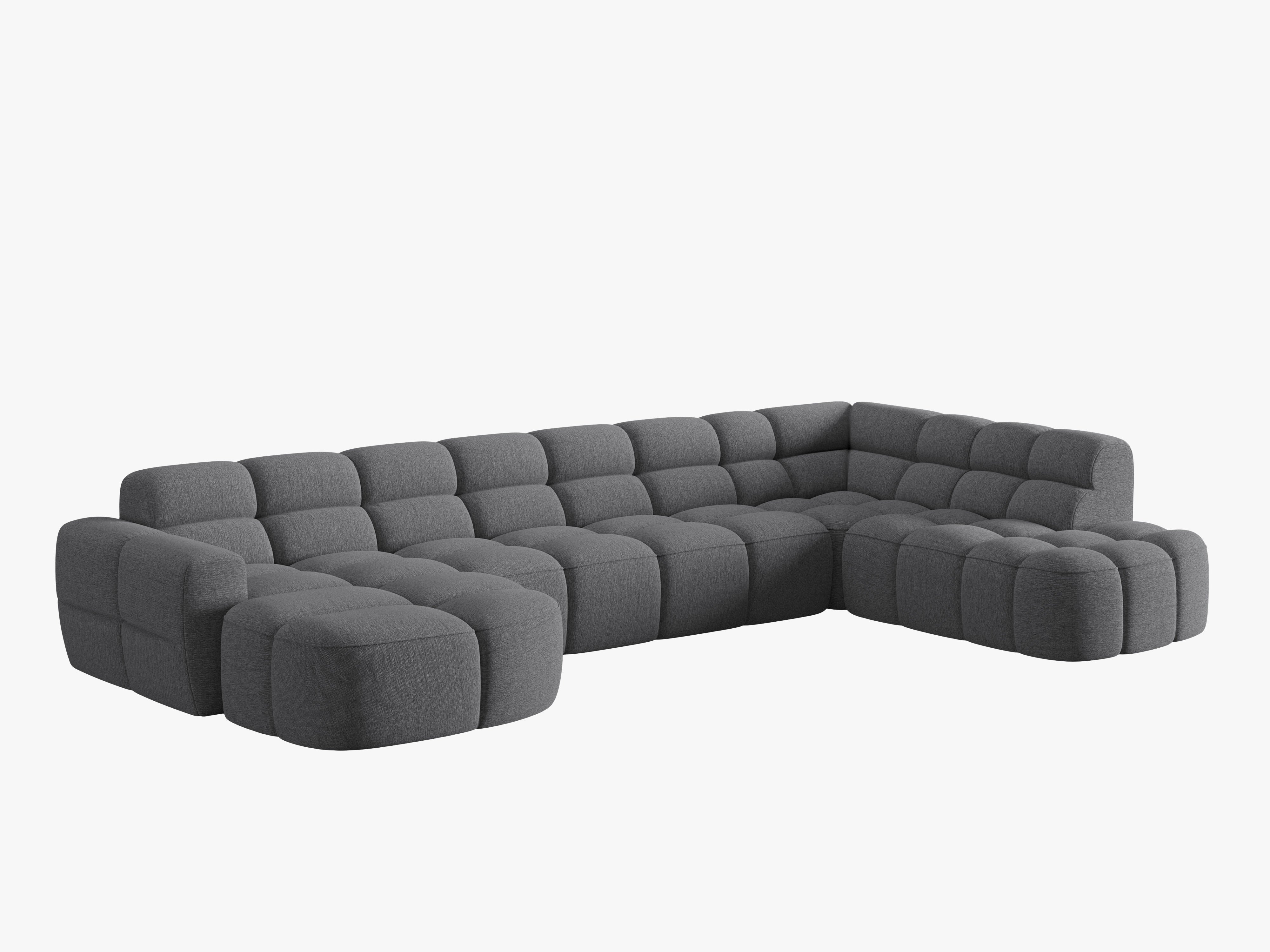 Panoramarechts-Ecksofa LISA graues Chenille