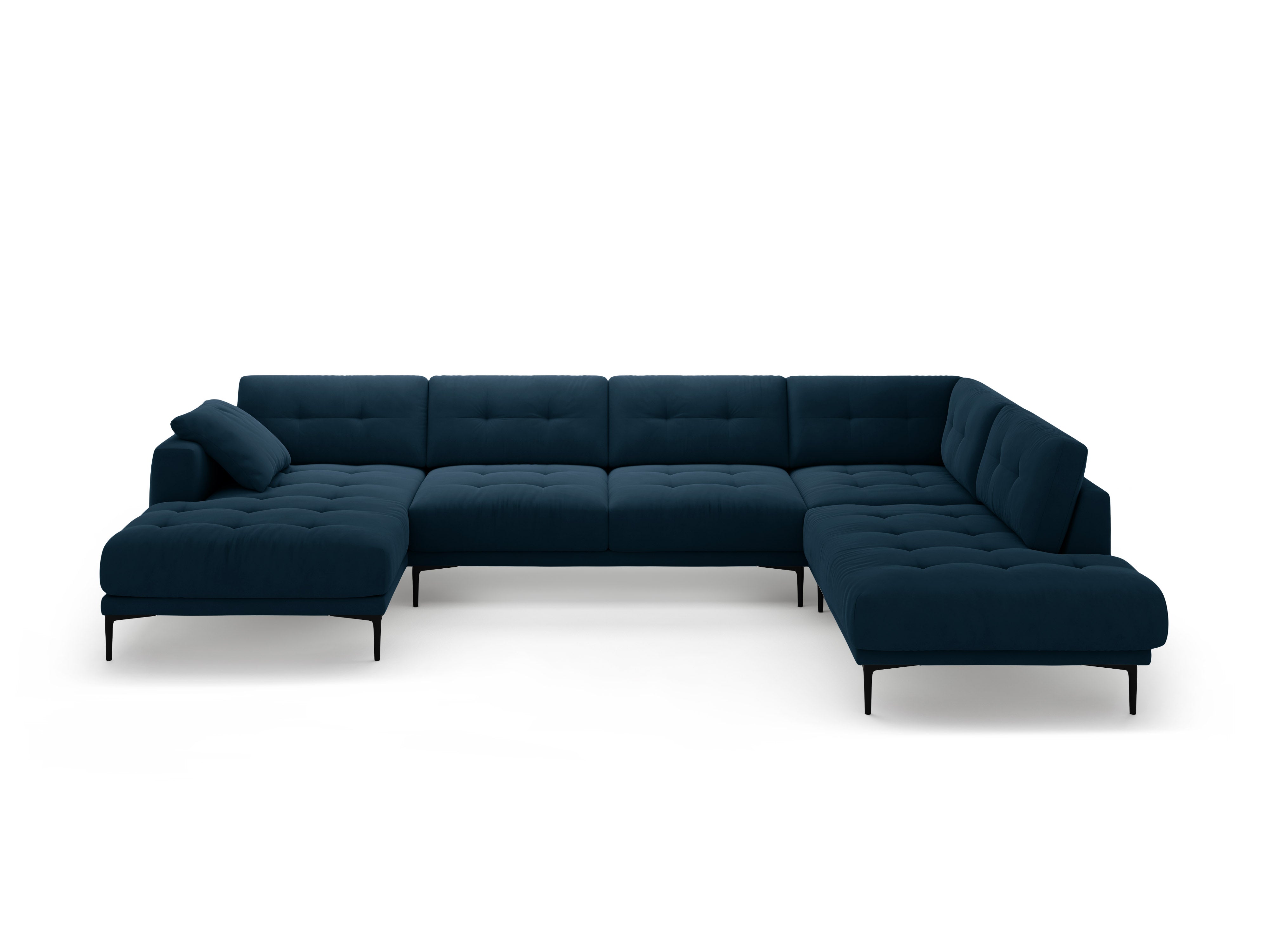 Right-facing panoramic corner sofa velvet BEMY royal blue