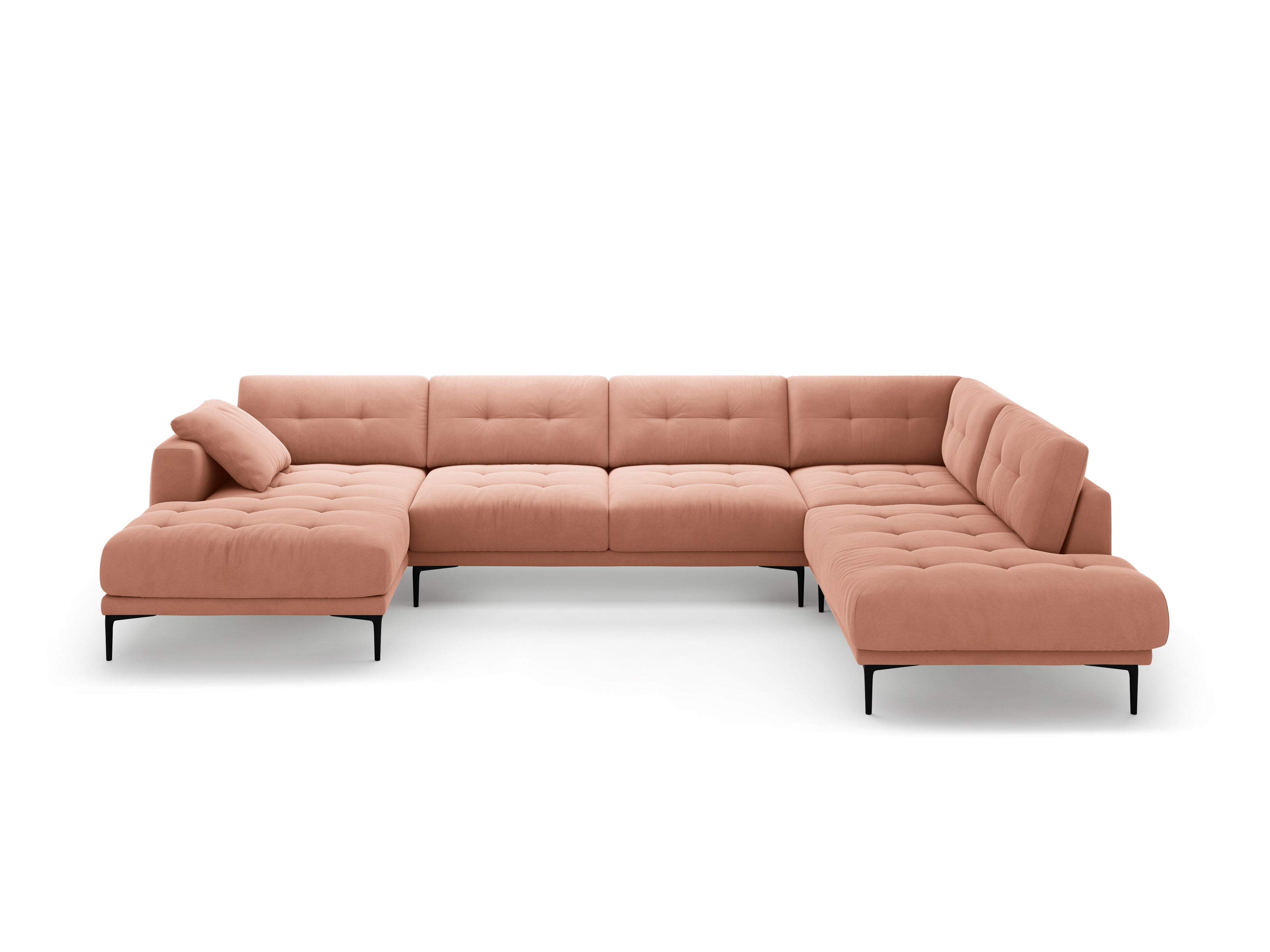 Right-facing panoramic corner sofa velvet BEMY pink