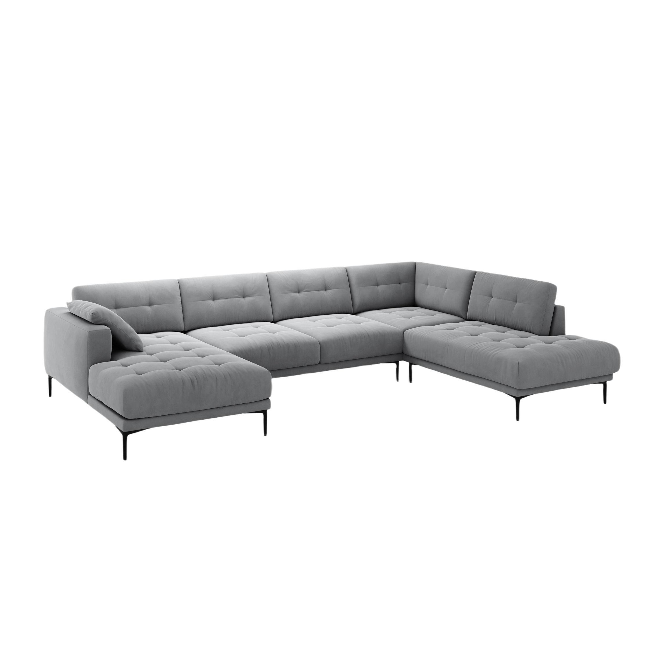 Right-sided panoramic corner sofa velvet BEMY gray