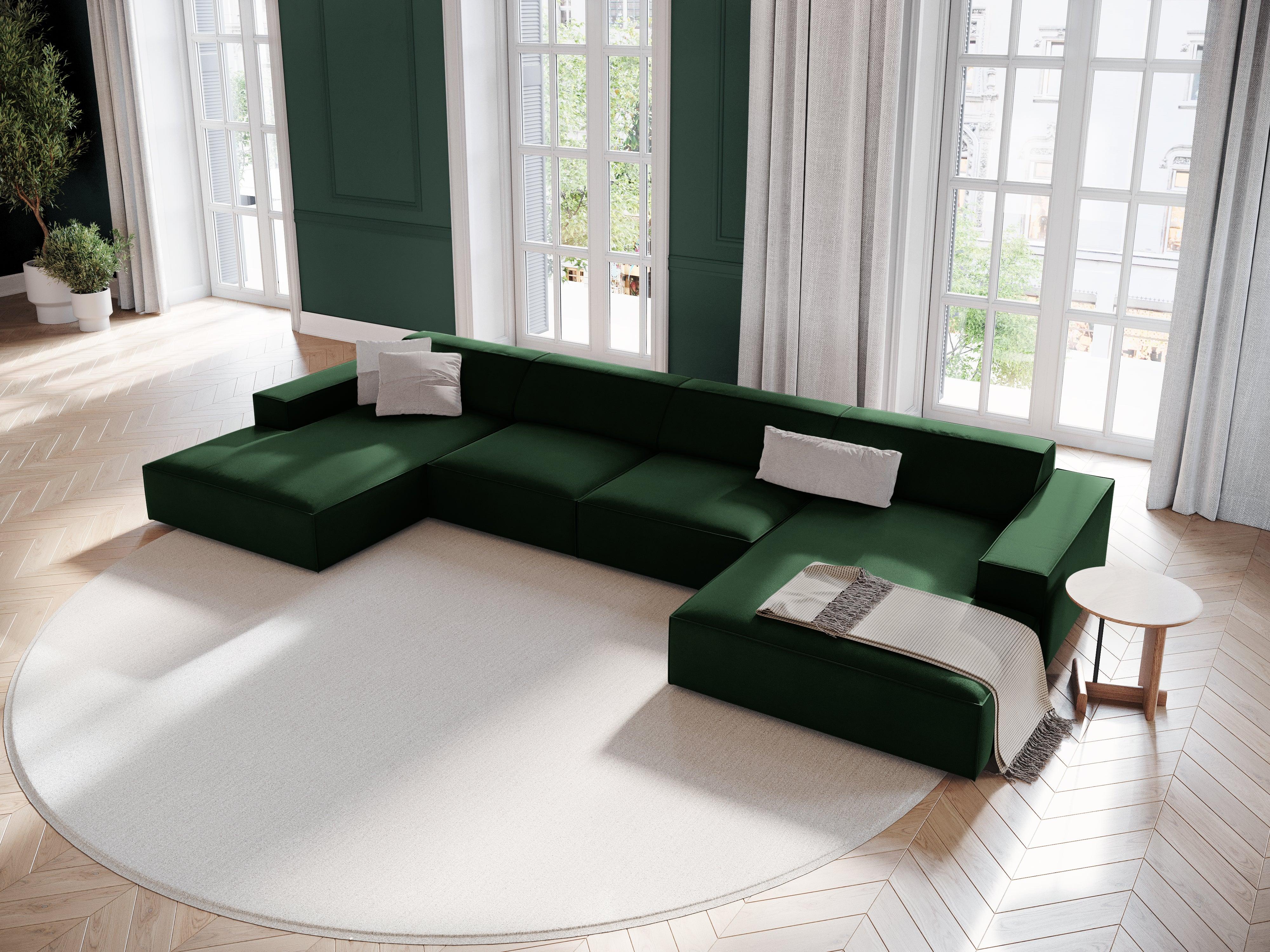 Sofa panoramiczna aksamitna JODIE butelkowa zieleń Micadoni Eye on Design